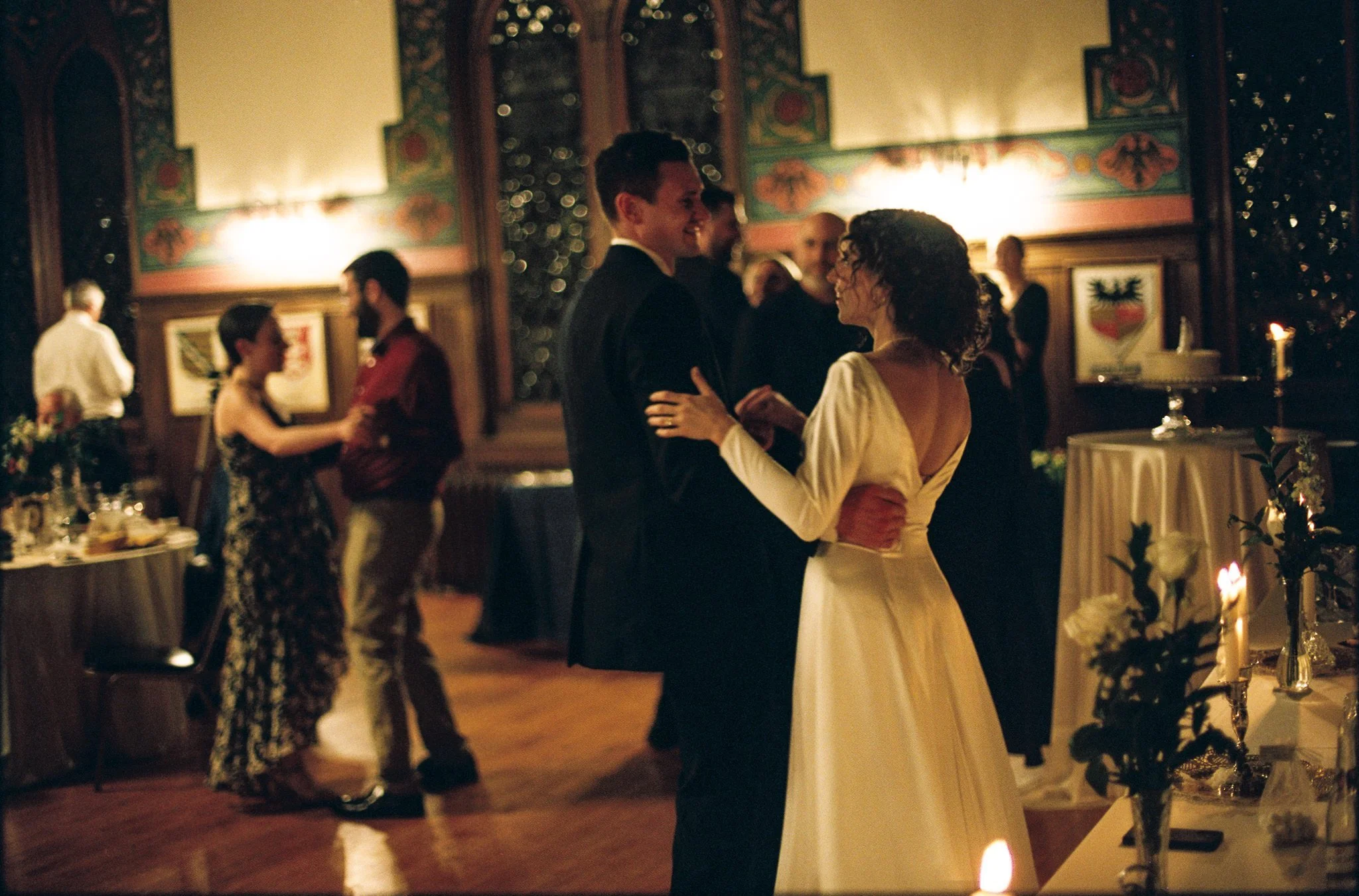 bride and groom dancing