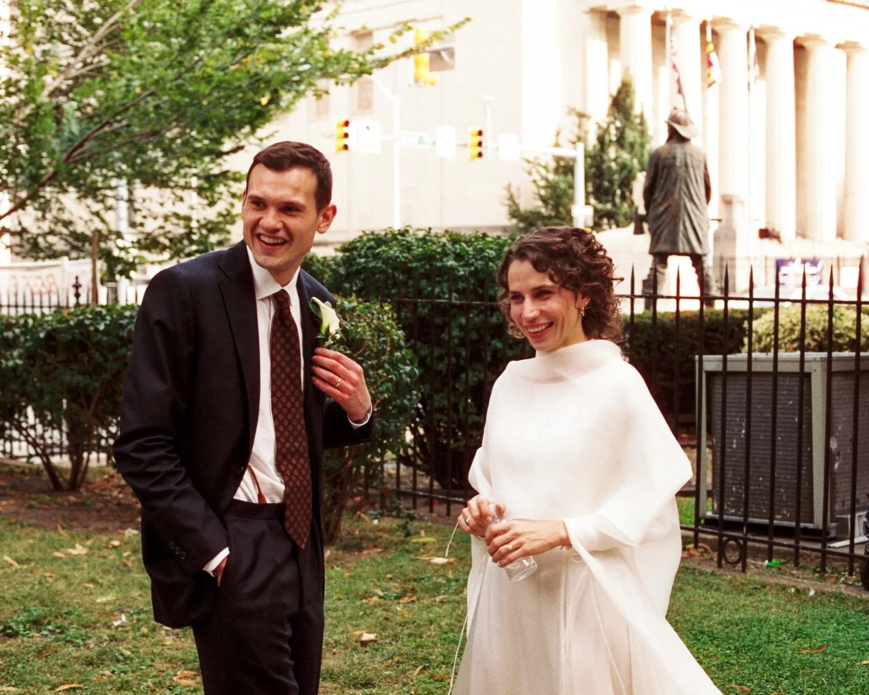 outdoor candid portrait of bride and groom | baltimore wedding photographer