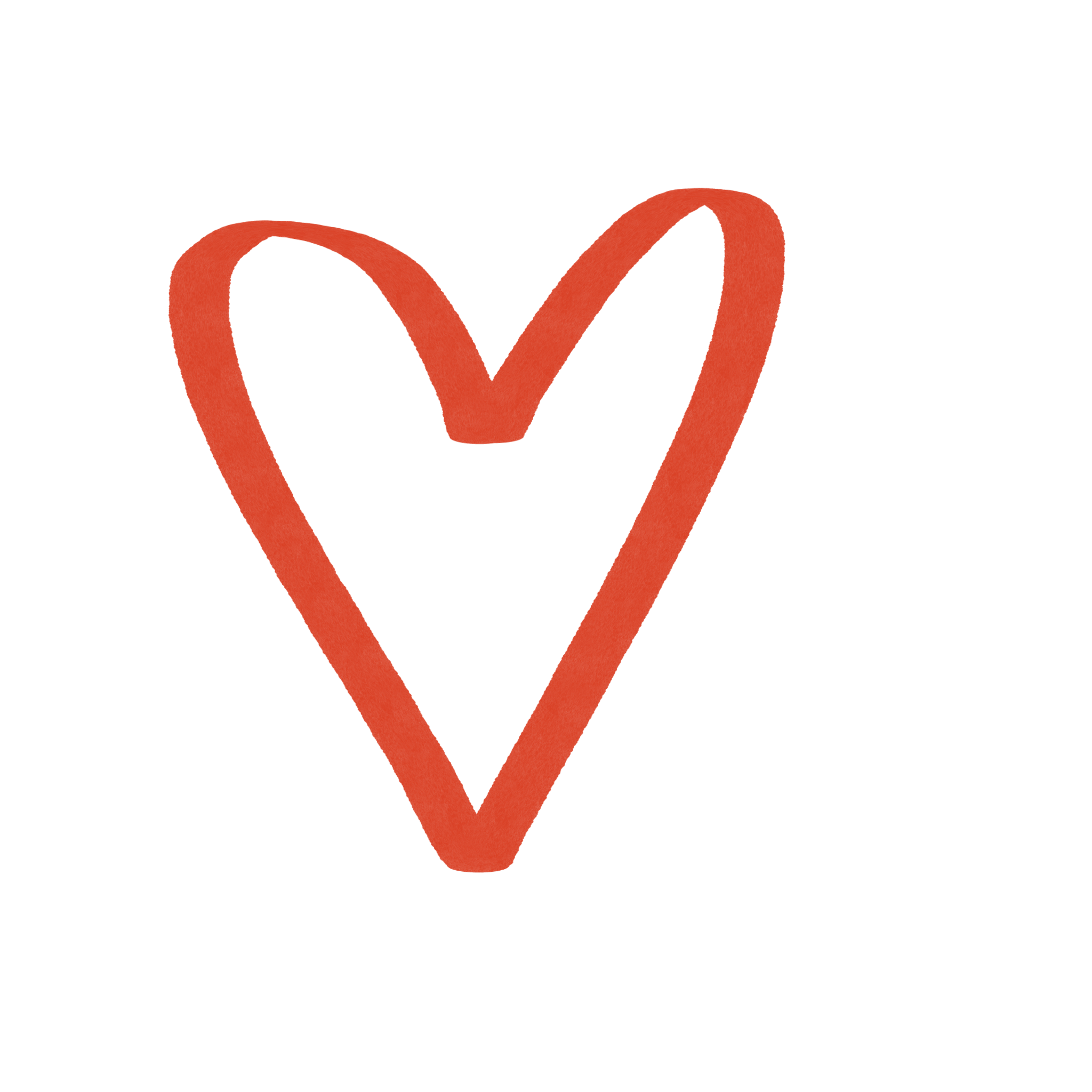 Red outlined heart with the words "Spread Love" written underneath.