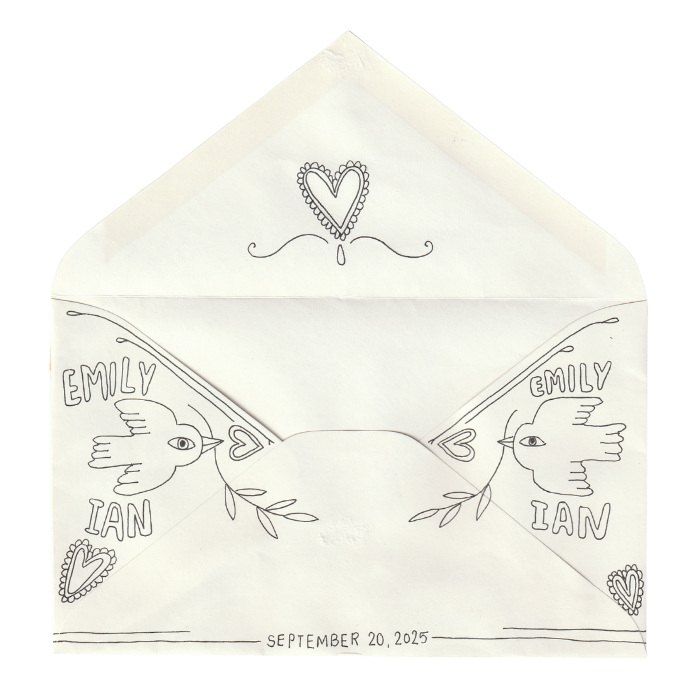 intimate wedding day details - custom envelope