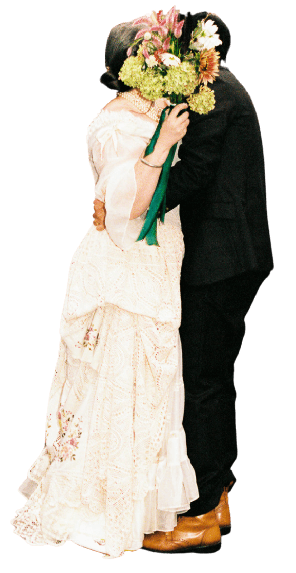 bride and groom cut out style