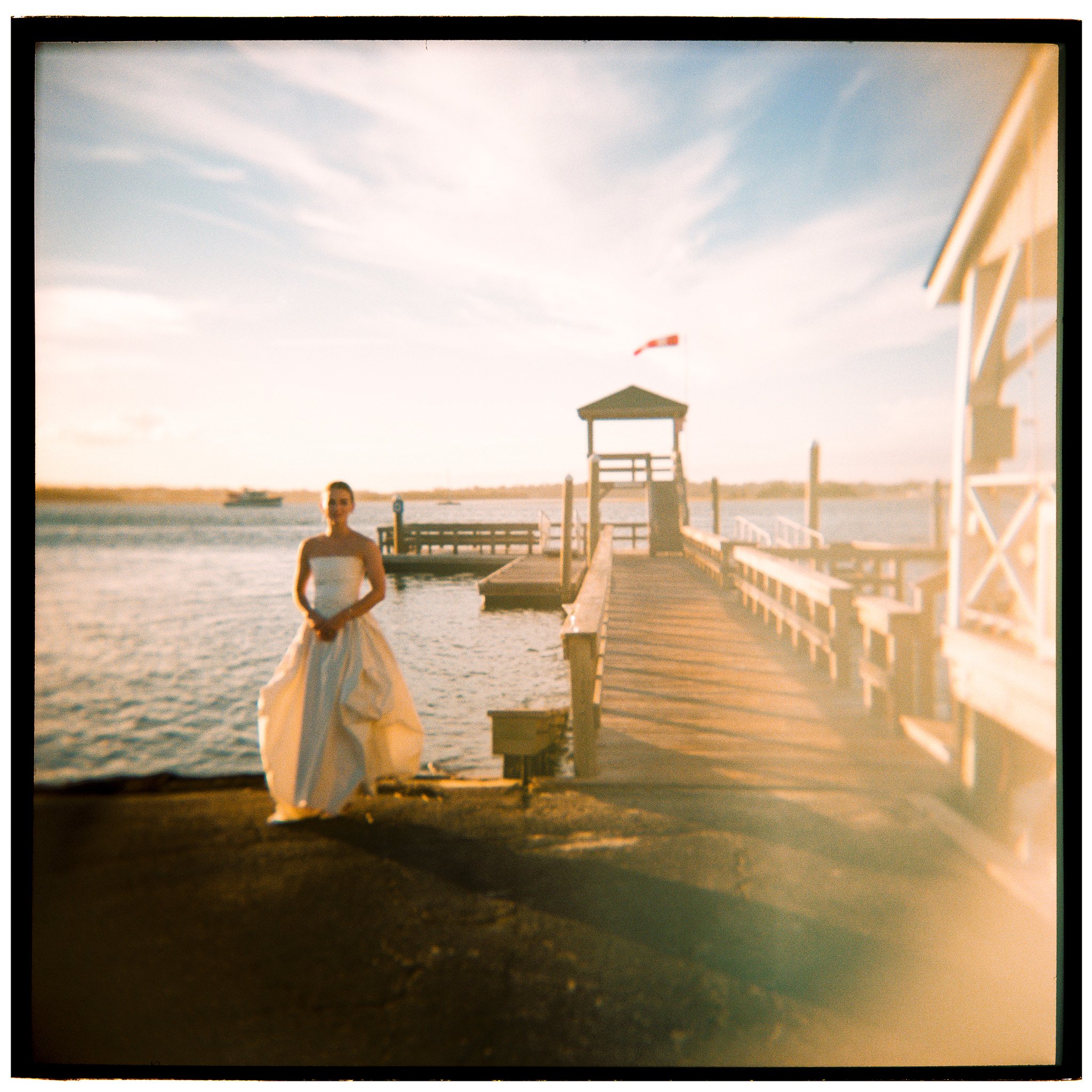 bridal portraits on a dock