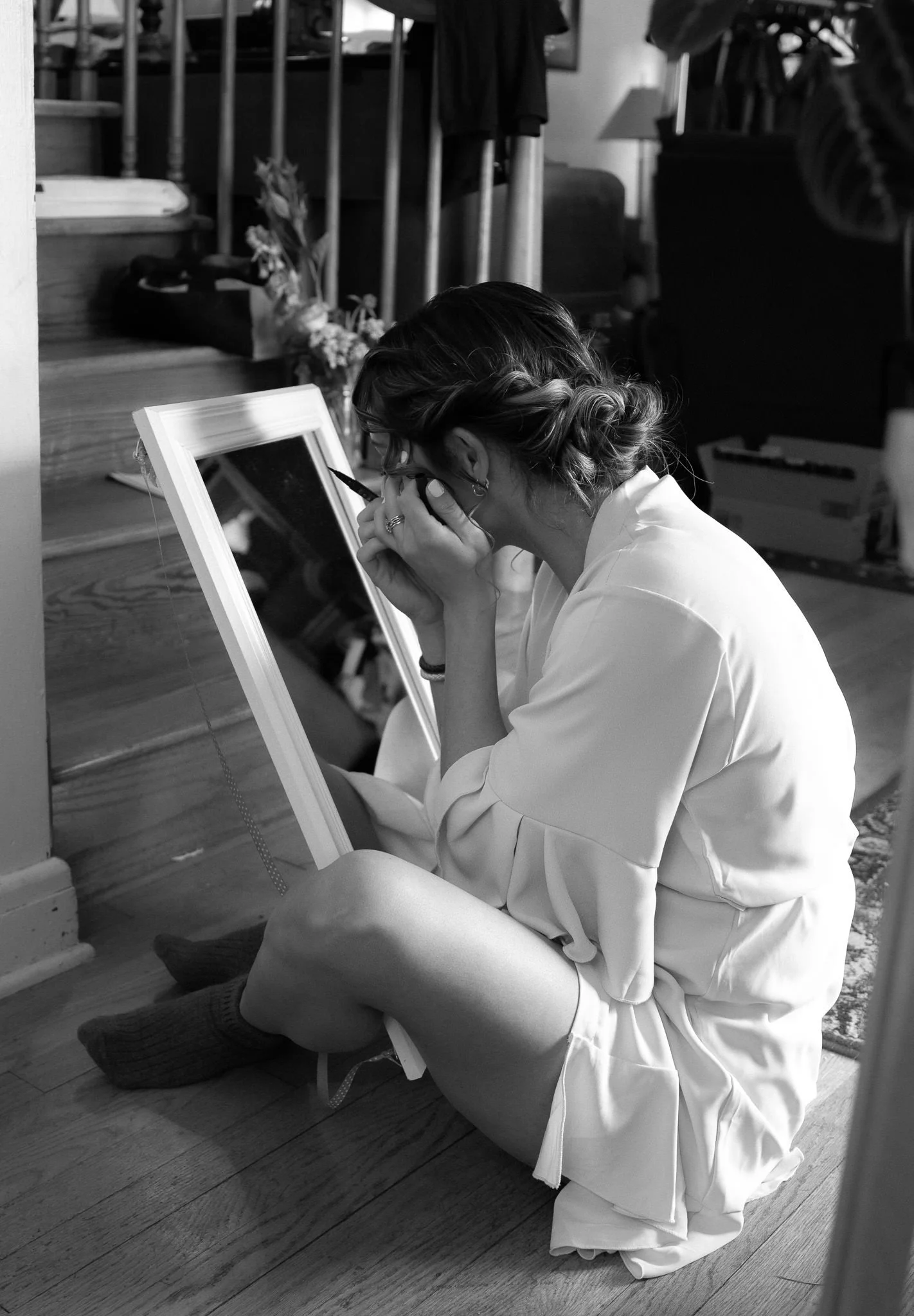 bridal party getting ready at home