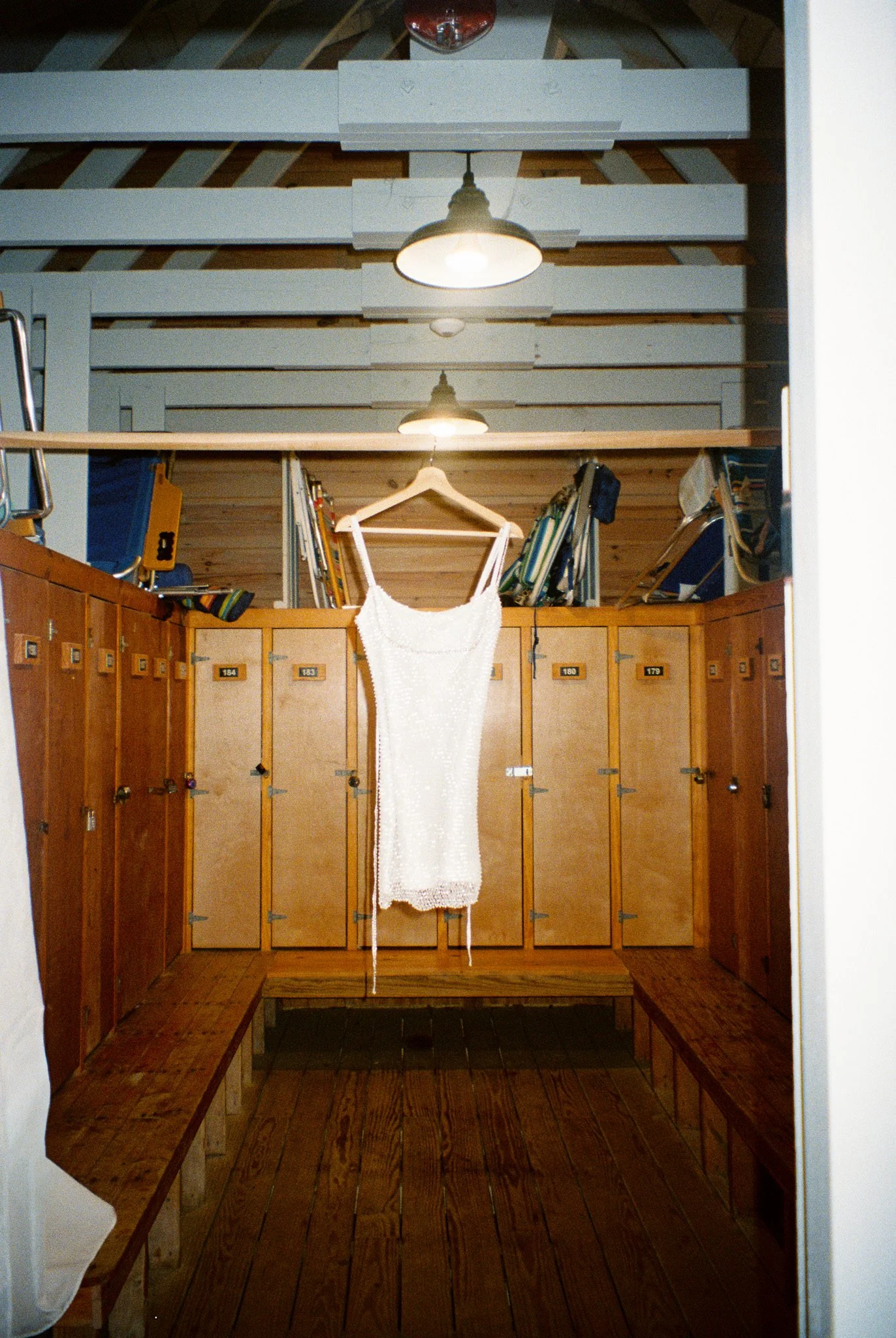 candid moment for the little white dress