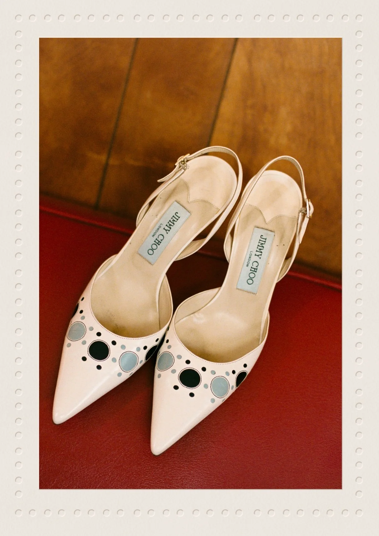 Wedding detail portrait close up jimmy choo shoes