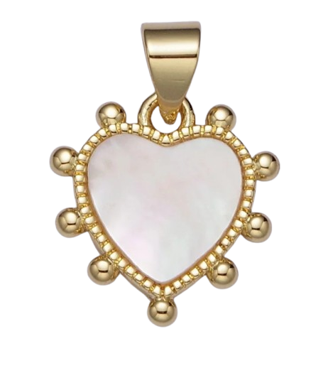Beaded Pearl Heart Charm