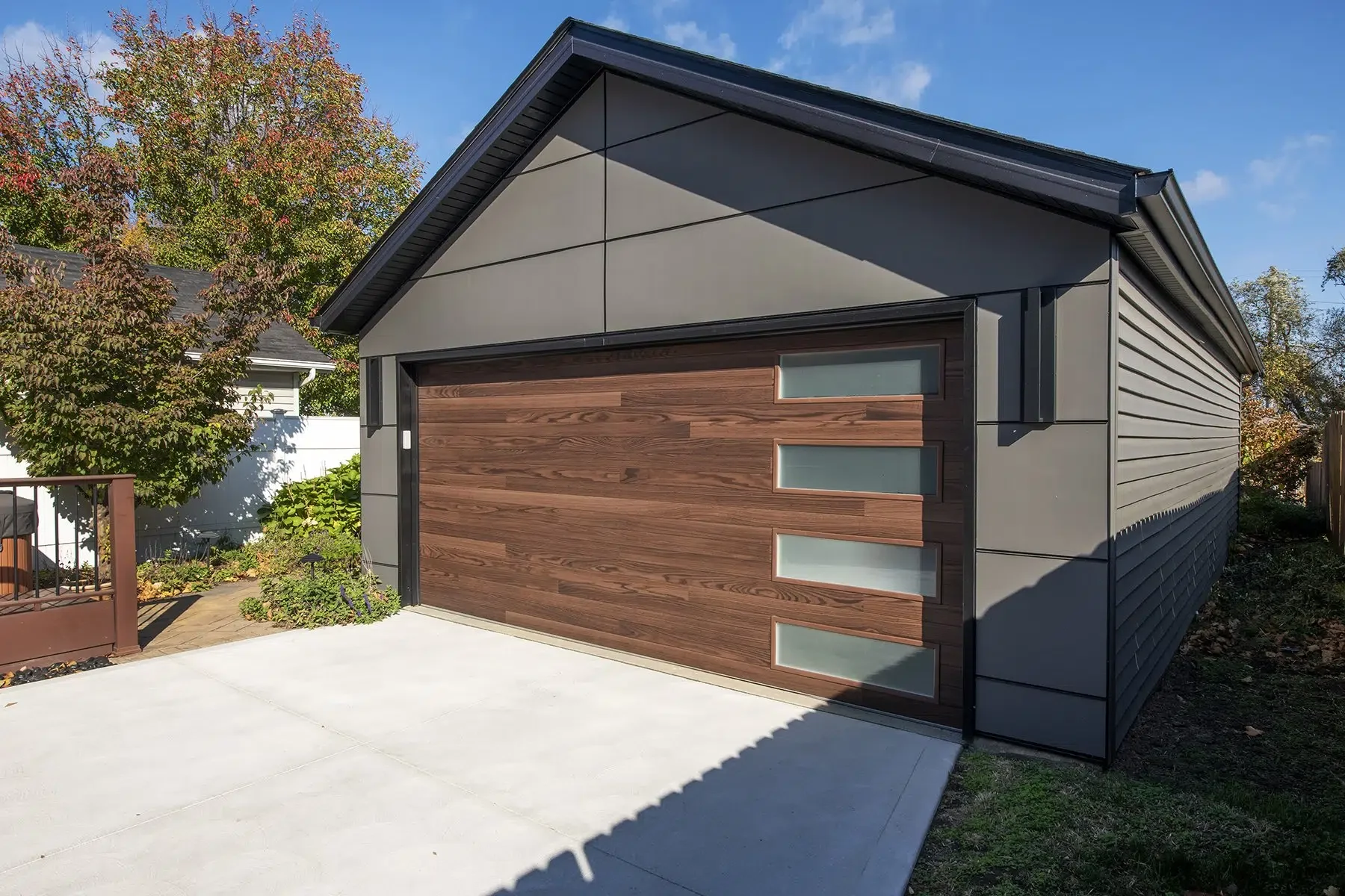 Modern outbuilding of a home.