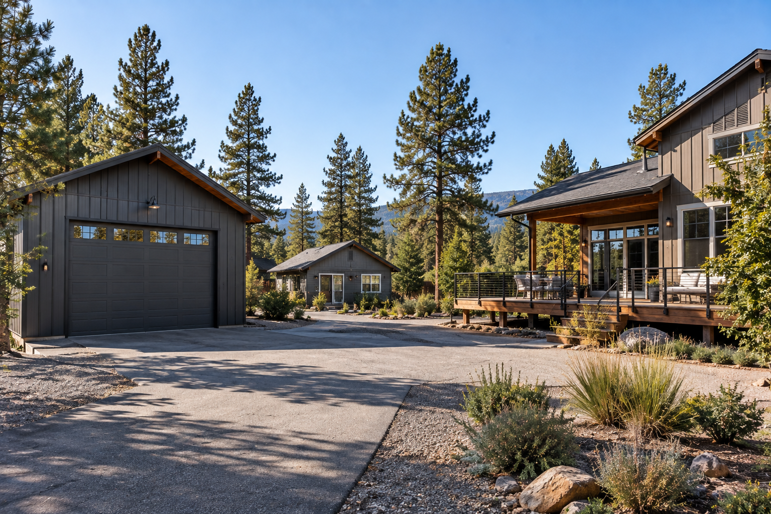 A property in Central Oregon featuring a primary house, an ADU, and a shop.
