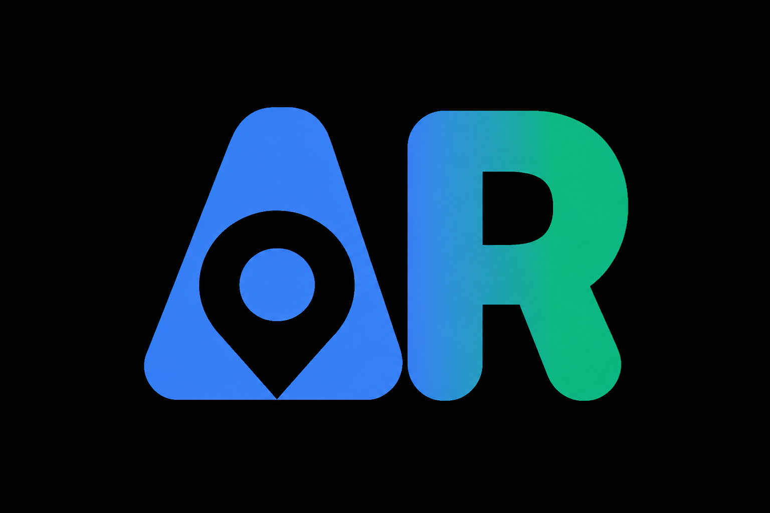 The image features the logo of Airbnb, with a stylized 'A' and 'R' in gradient blue and green colors on a black background.