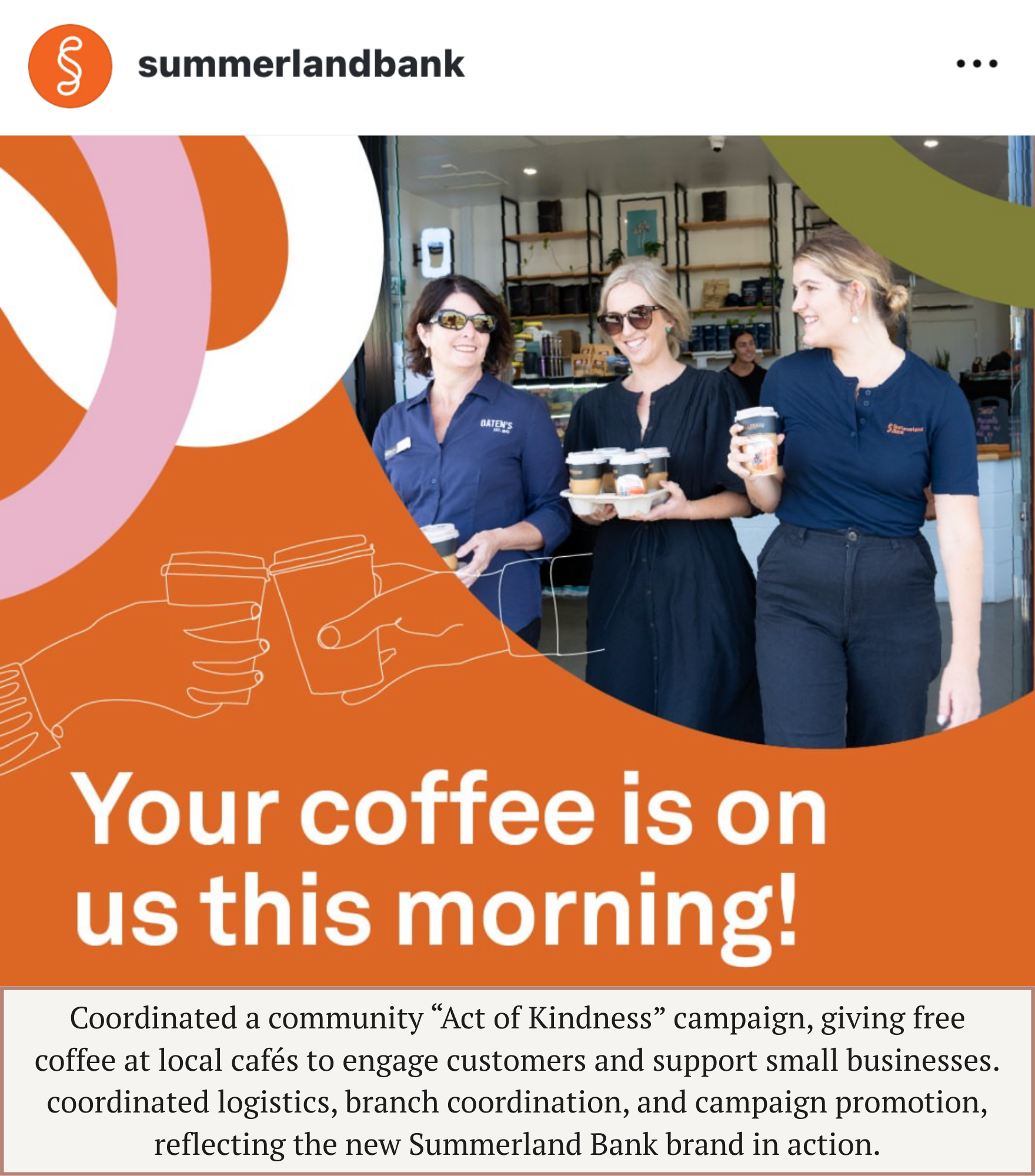 Me, discussing Summerland Bank’s campaign with customers during the Act of Kindness event.