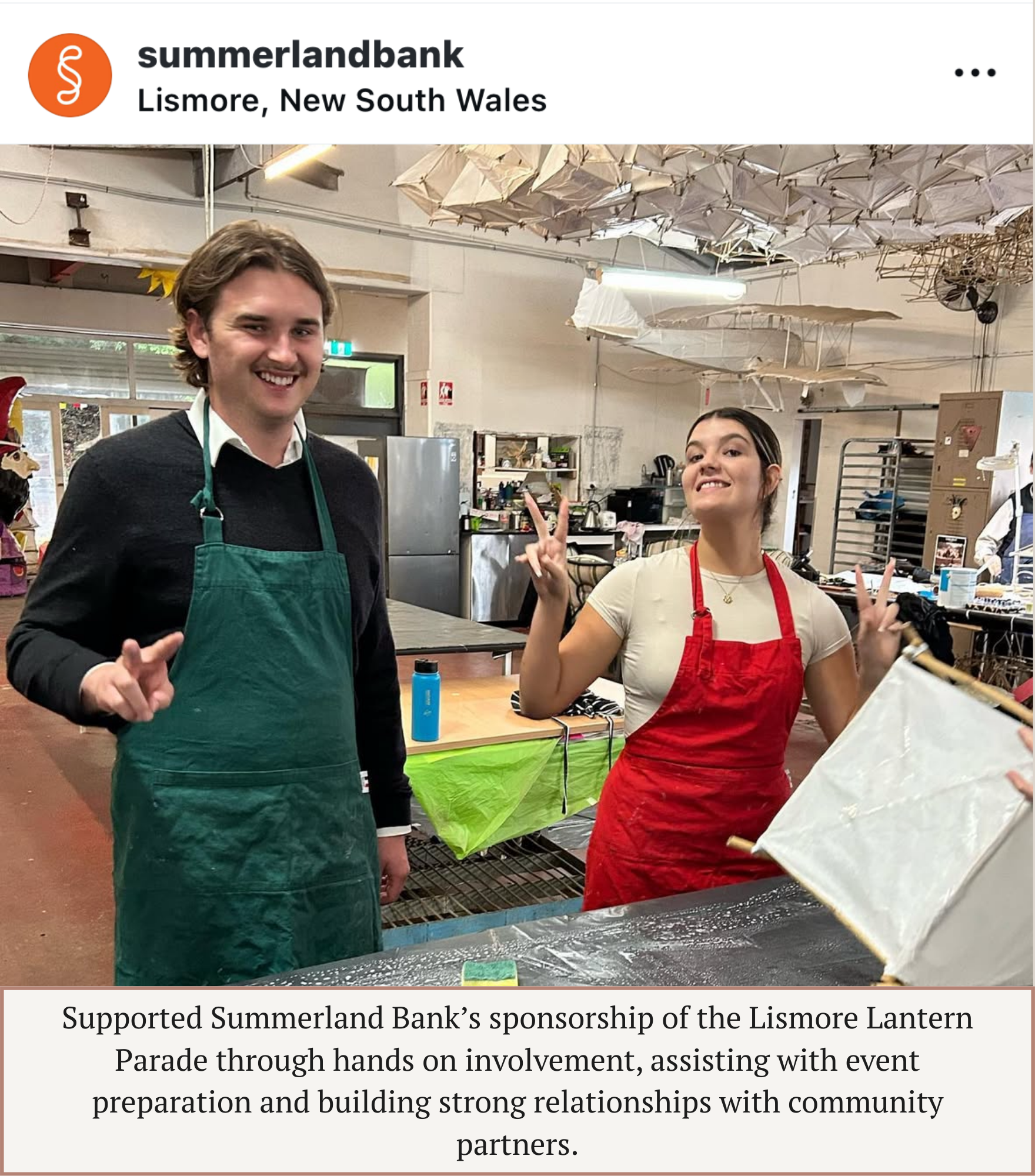 A colleague and I building lanterns in preparation for the Lismore Lantern Parade sponsorship.