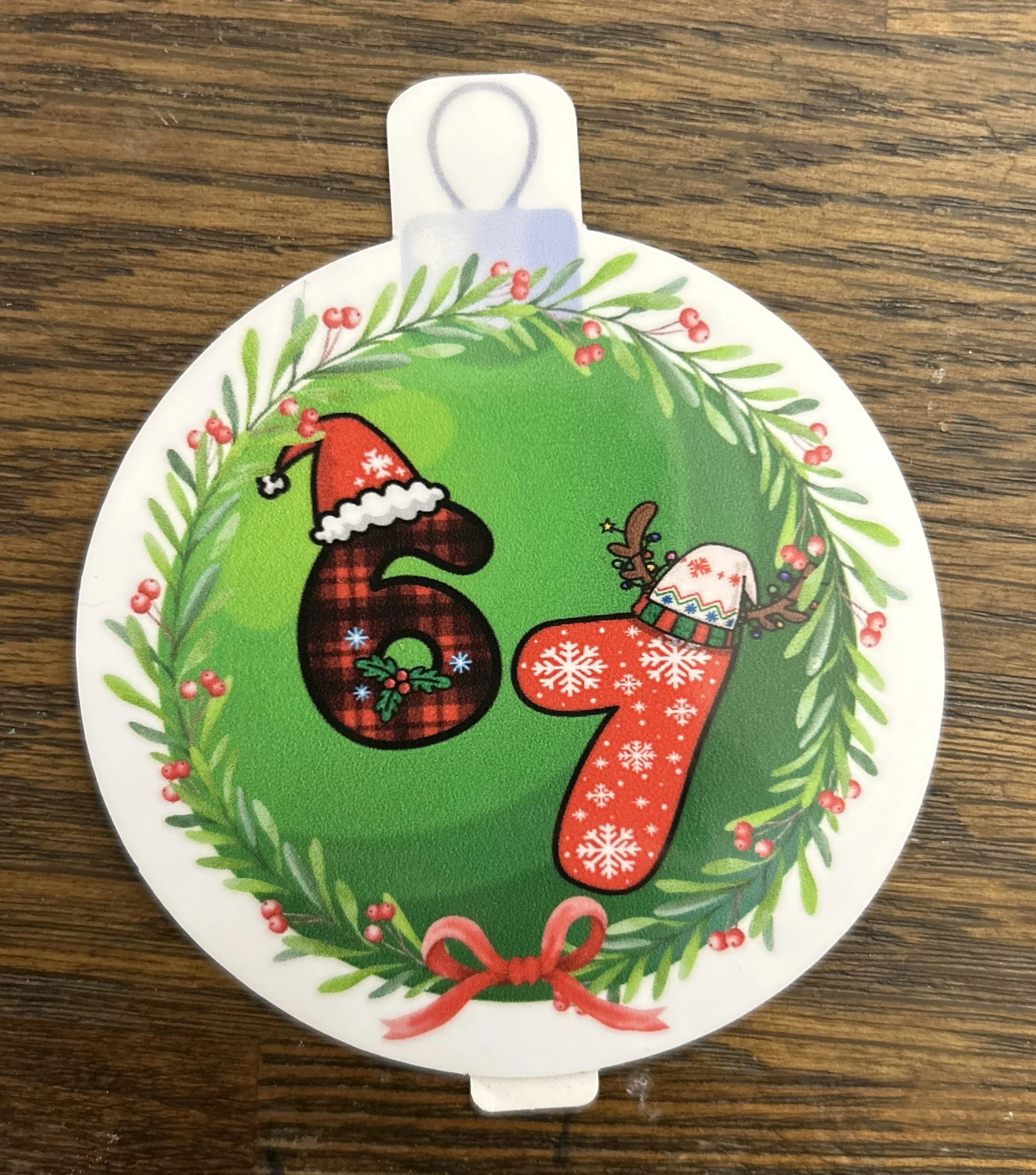 6 777777 Christmas Ornament Sticker