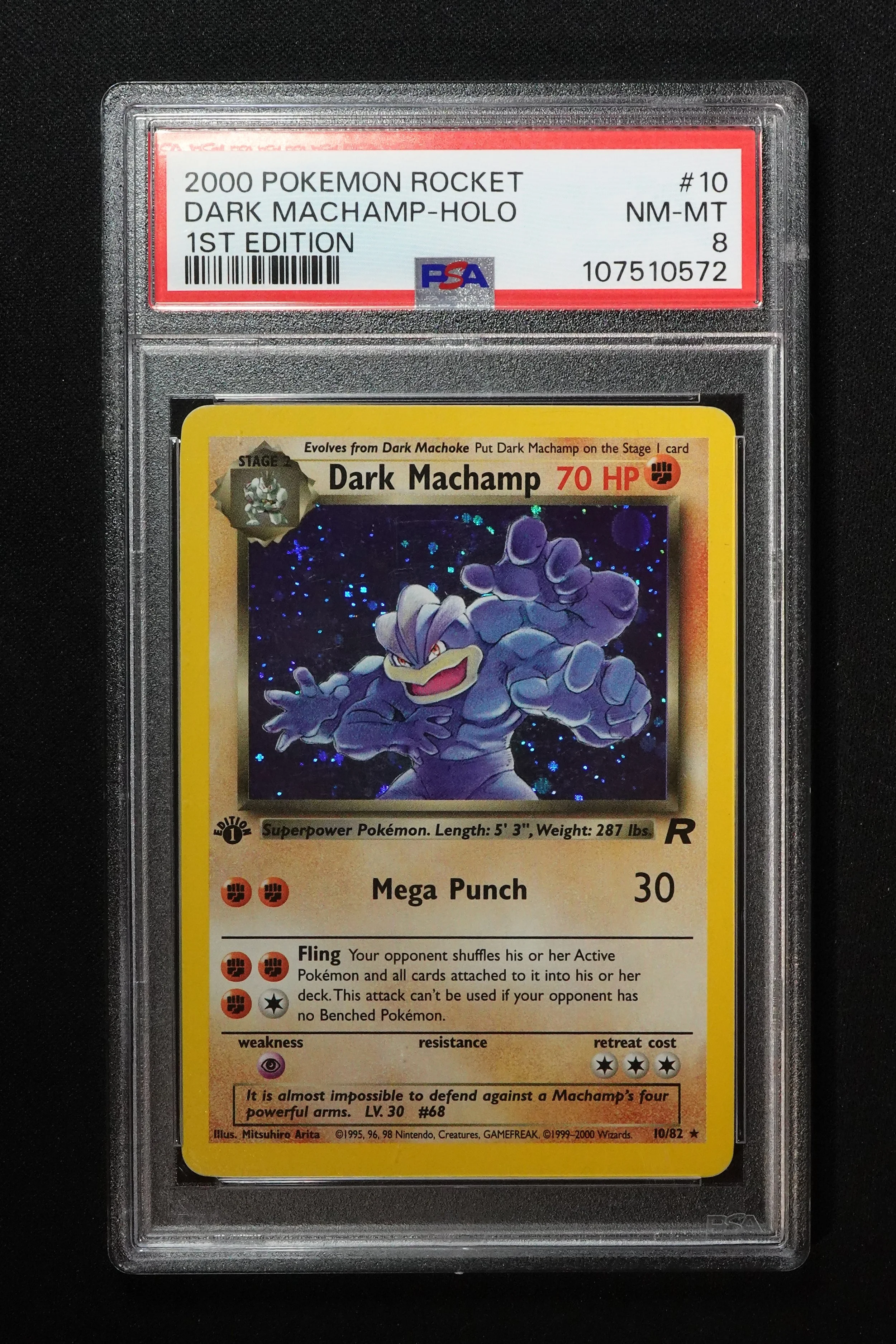 Dark Machamp #10 (Holo Rare) (1st Ed) - PSA 8
