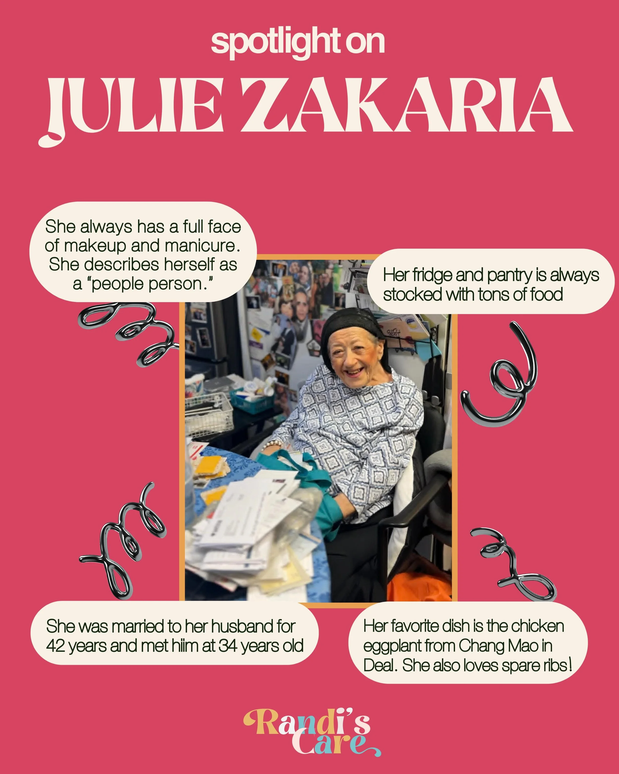 Meet Julie Zakaria and learn more about her. 

We love visiting Julia who is full of faith and positivity! She is a self-described &ldquo;people person&rdquo; and loves company.