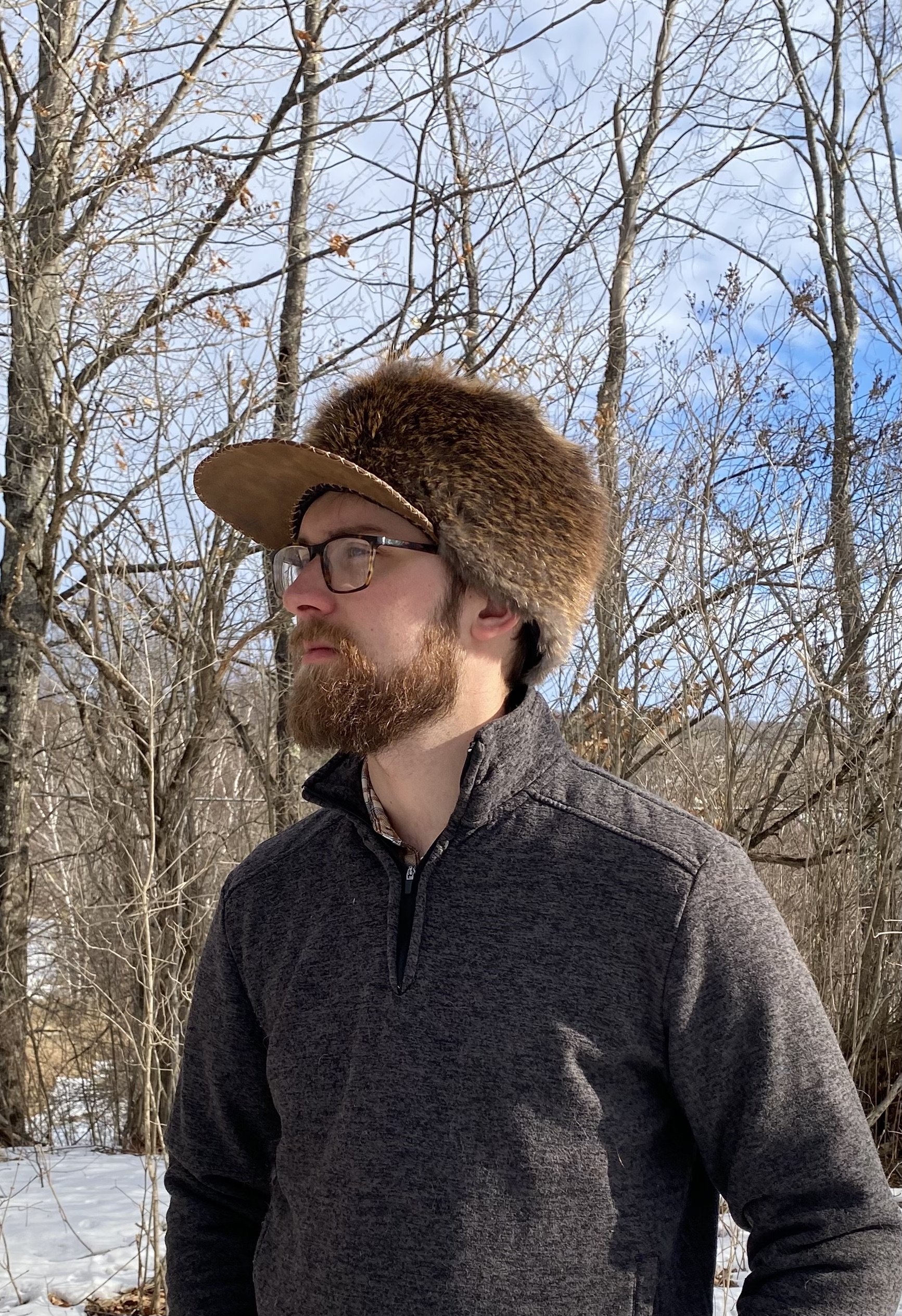 Leather Brim Beaver Hat