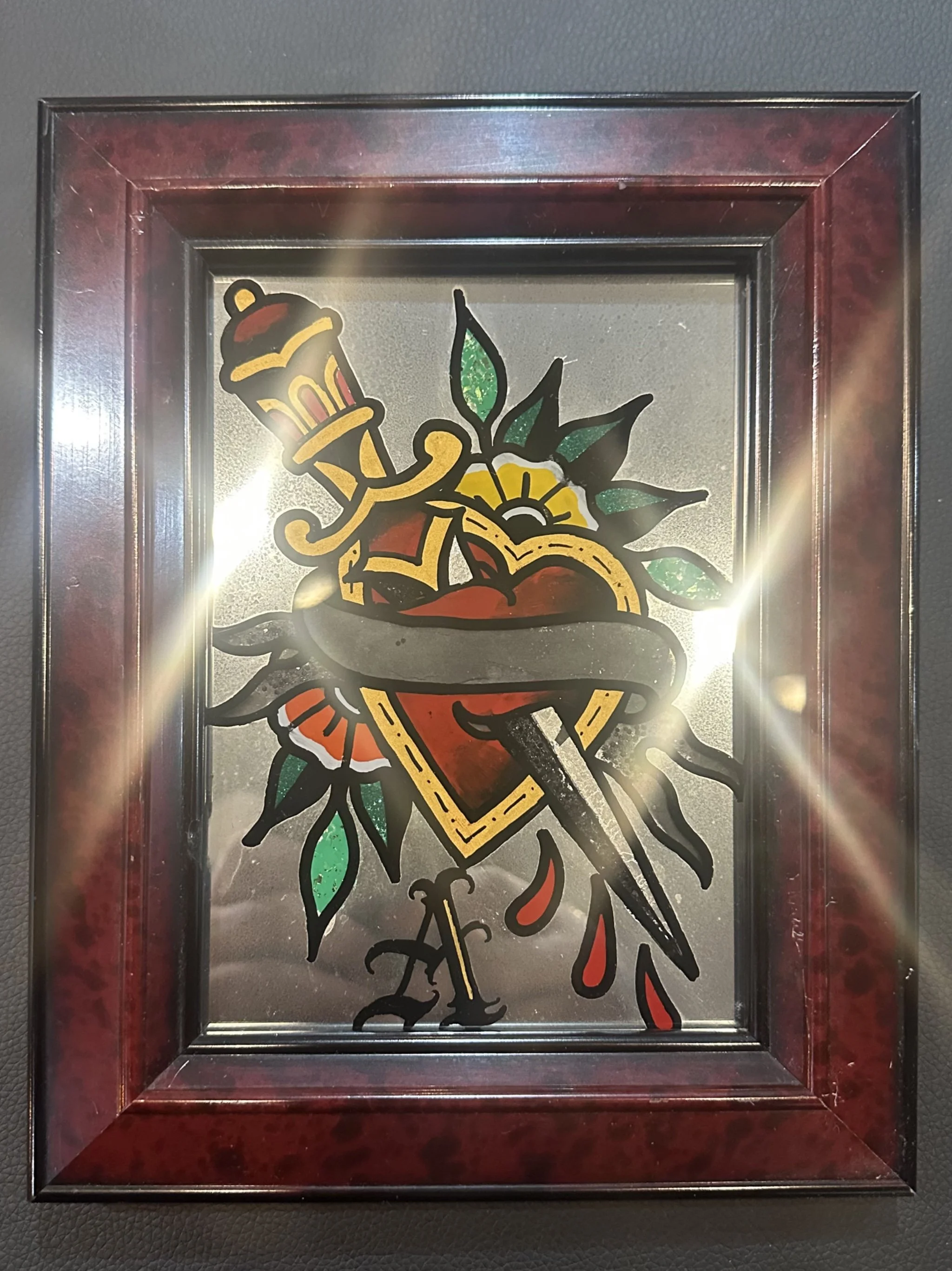 Mirrored heart & dagger (blank)