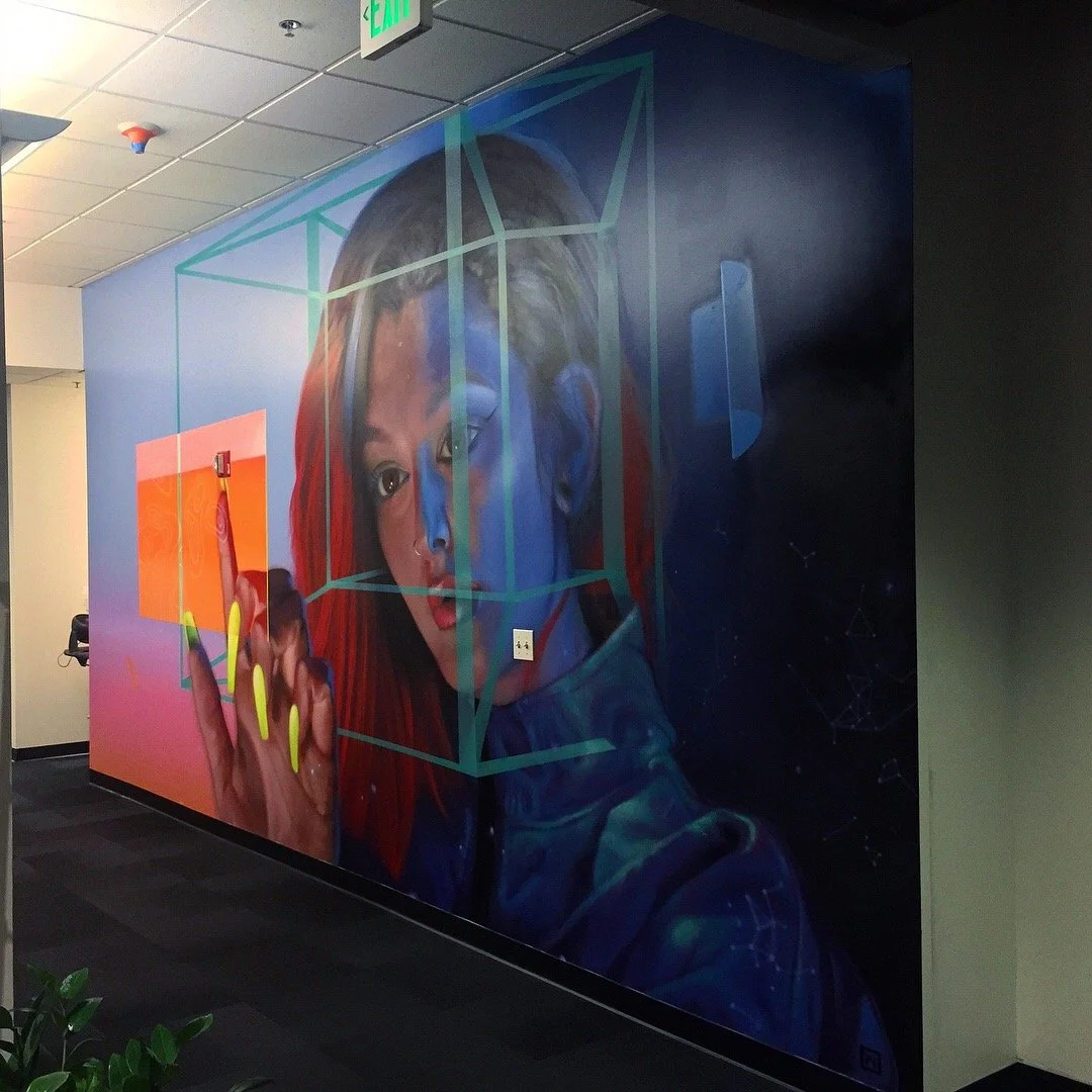 Contemporary technology themed mural for private offices - Seattle WA