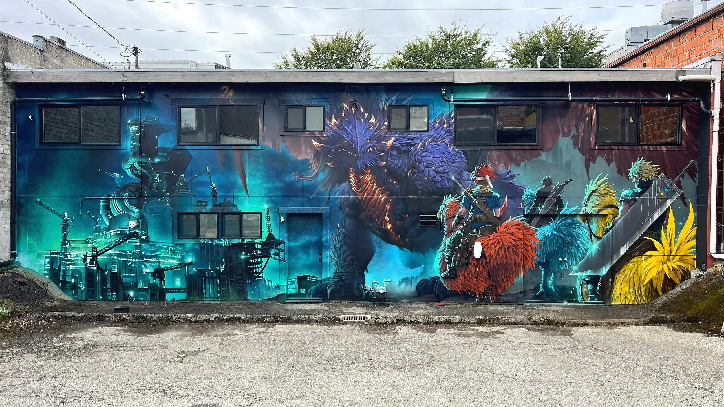 70' x 20' Final Fantasy inspired Mural for Pettruzelli Realestate - Mount Vernon WA