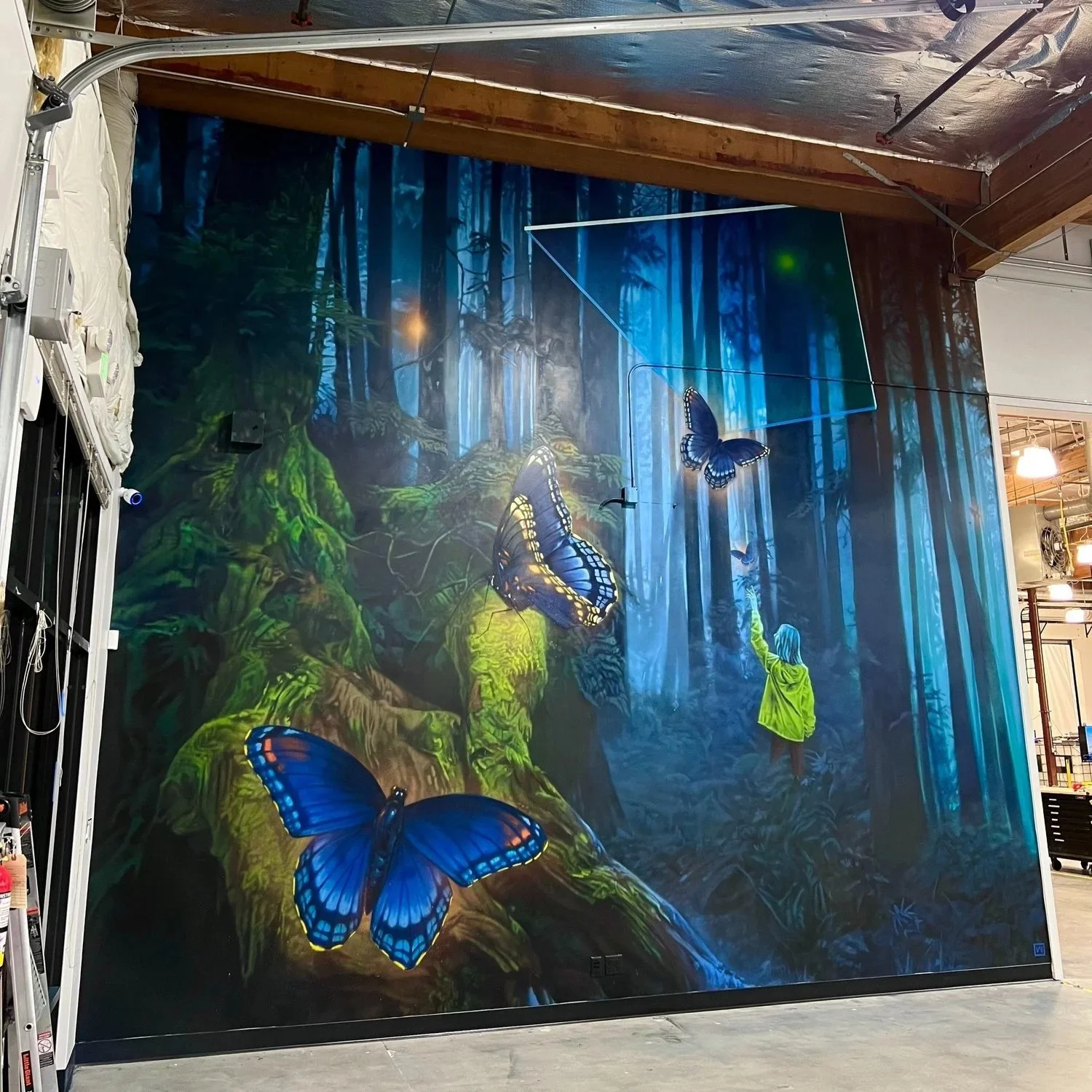 Nature themed green energy mural for First Mode SODO - Seattle WA