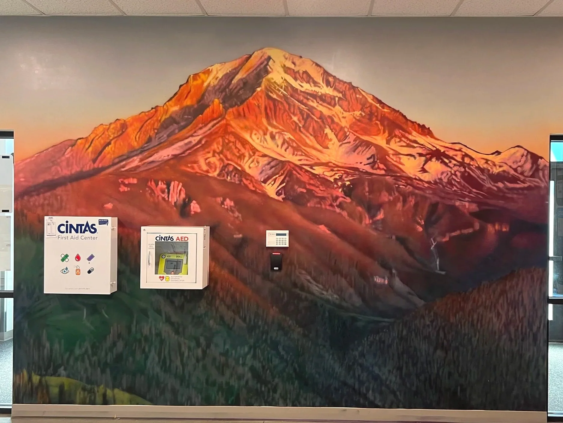 Front entry way Mural for Amazon facility DWA7 - Tukwila WA