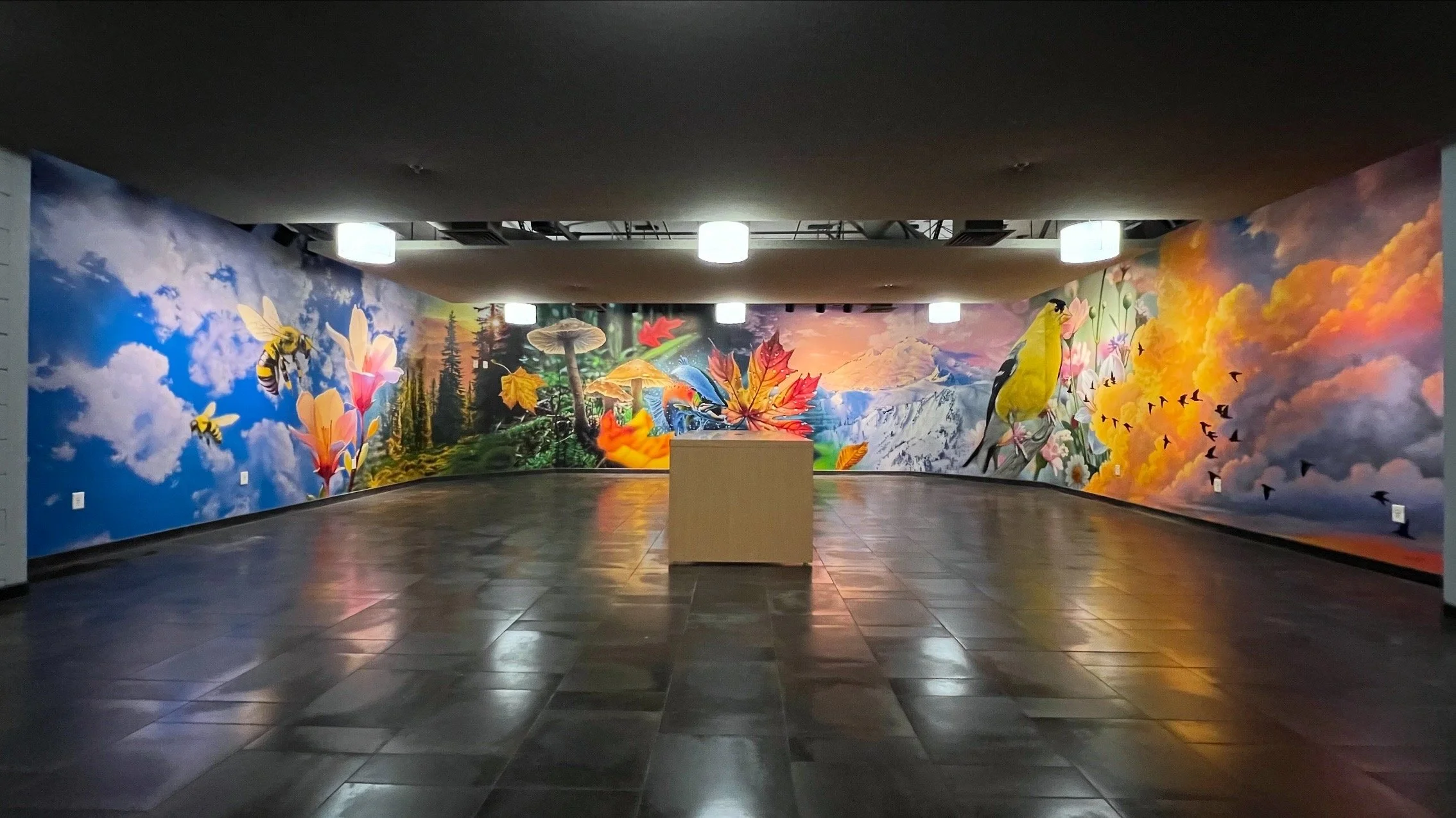 100' nature Mural for Everett Community College Student Senate building - Everett WA