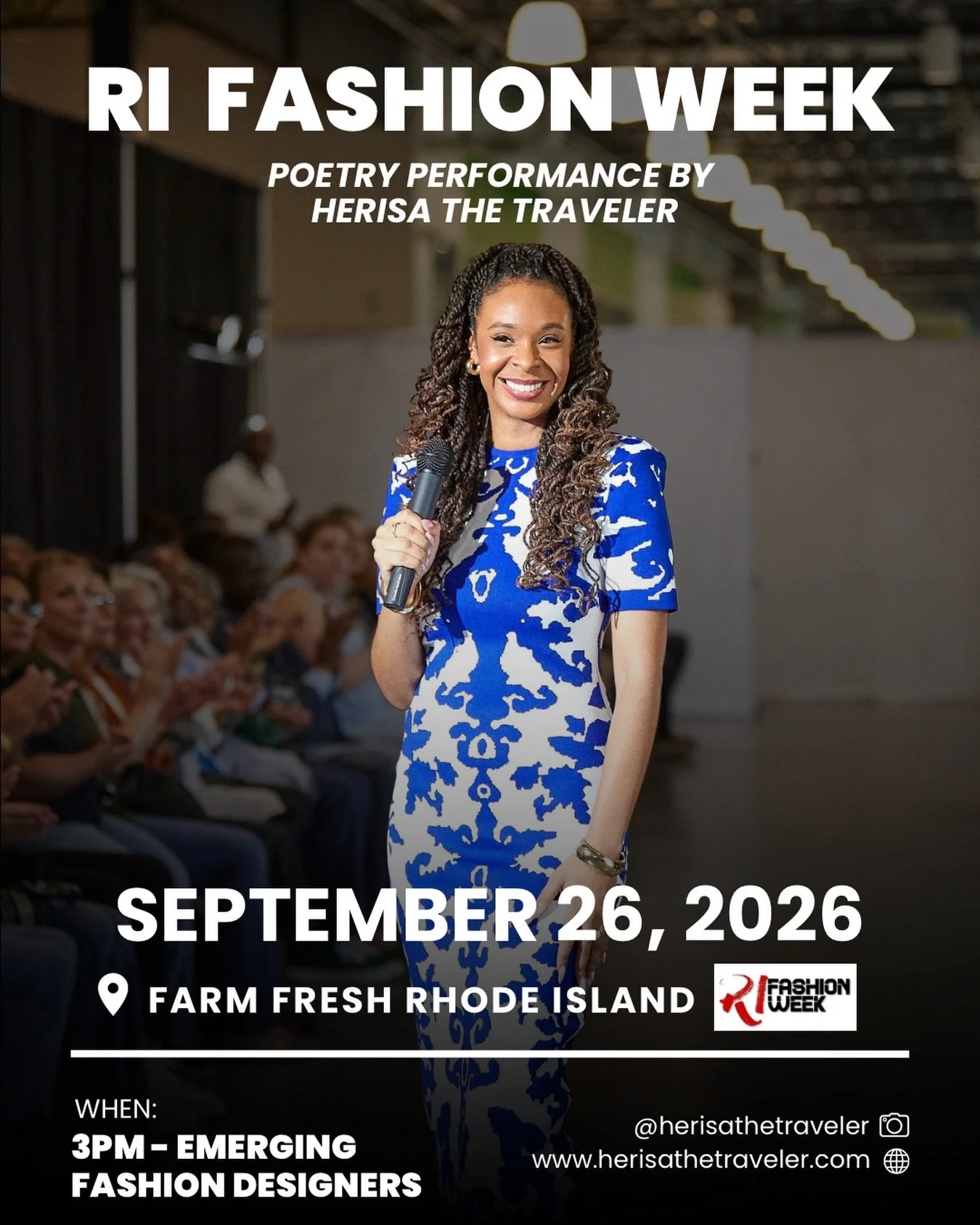 I&rsquo;m back at Rhode Island Fashion Week! 🎊
 Catch me performing spoken word poetry during the Emerging Designers showcase. 

Fashion meets poetry, can&rsquo;t wait to bring my words to the runway again. 💁🏽&zwj;♀️

📍 3 PM &ndash; Farm Fresh Rh