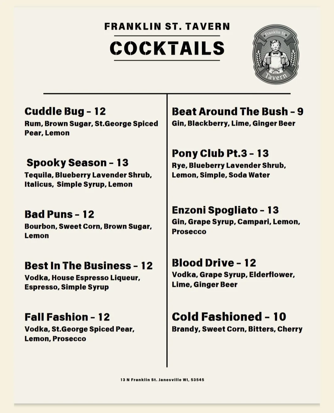 🍁 NEW FALL MENU 🍁

Come check our latest menu, featuring flavors fit for the season! 

#FranklinStreet #BestBurgers #BestBartenders #HammsOnTap #FallMenu #CraftCocktails