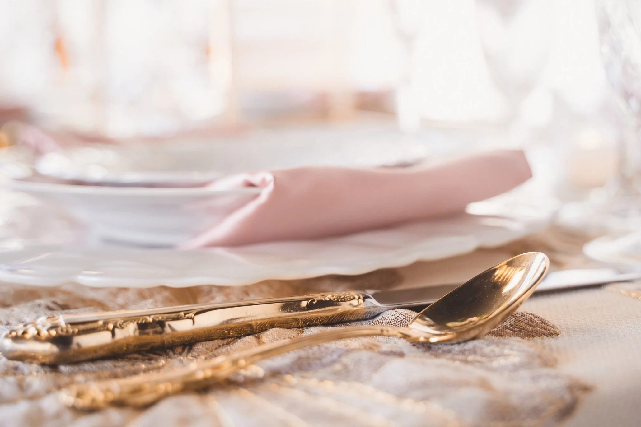 Close up of table setting styled by wedding planners in Richmond, Virginia
