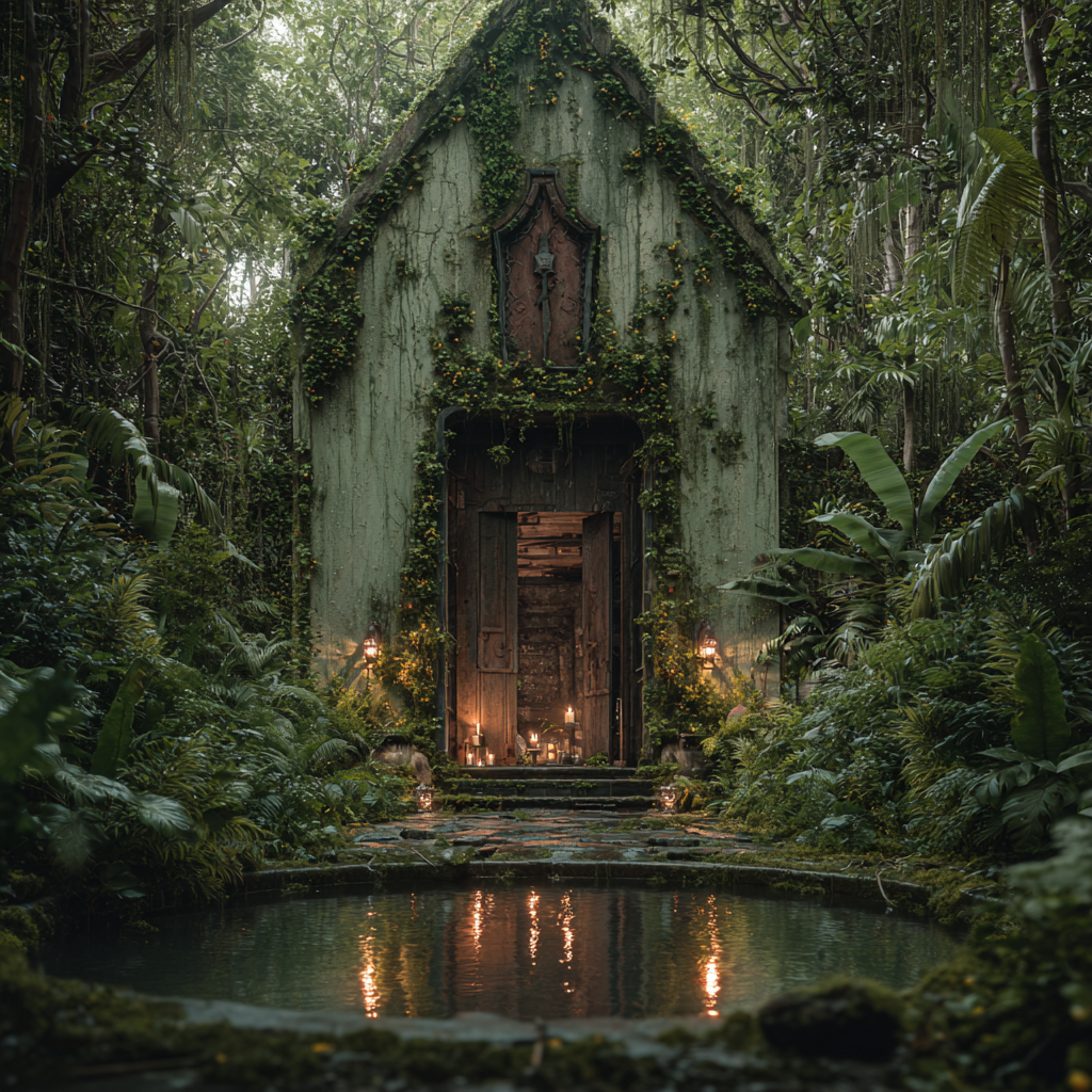 Secluded Forest Gothic Courtyard Home.png