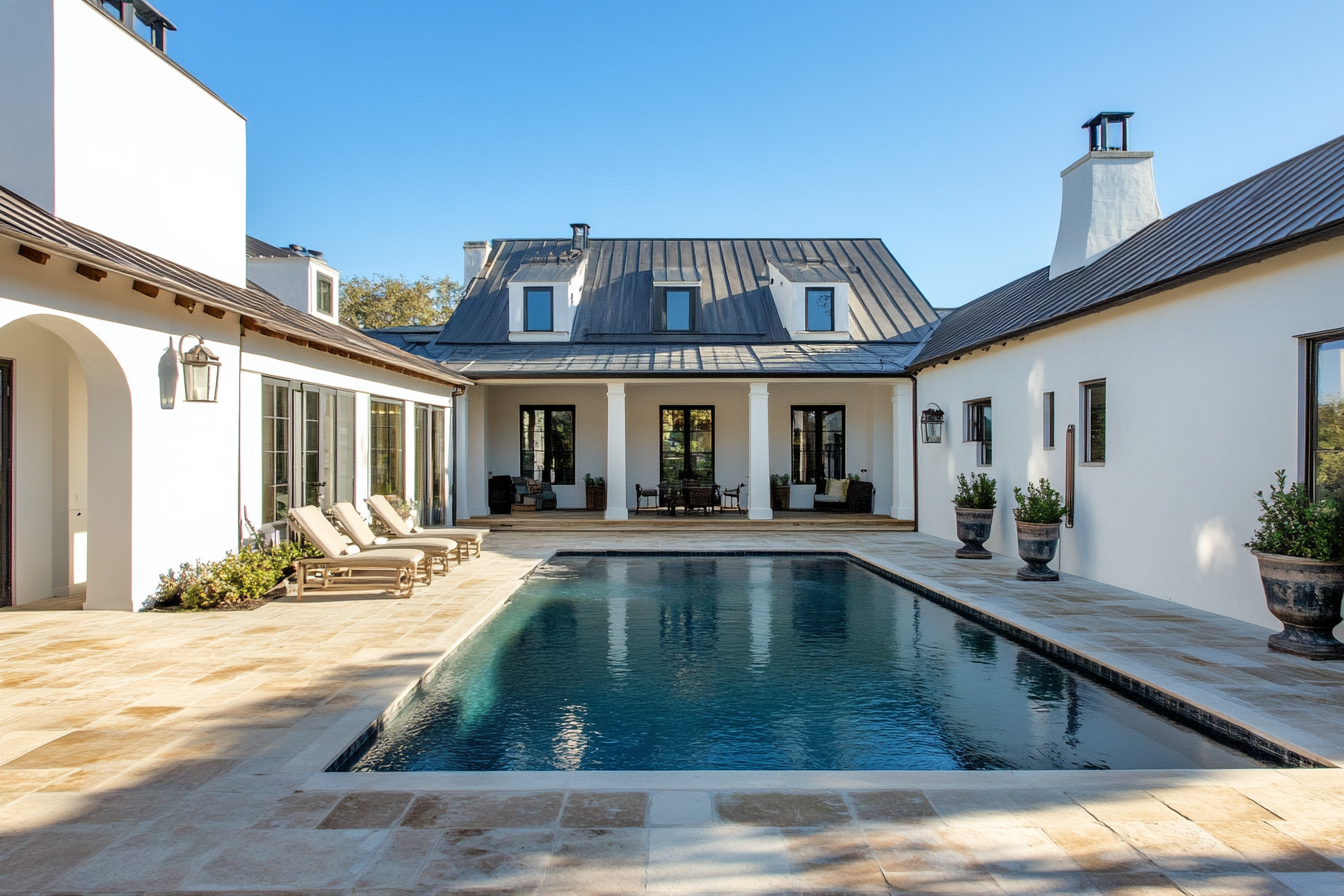 Classic Farmhouse Courtyard with Pool.png