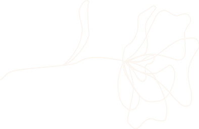 Line art drawing of a flower with a stem and petals on a black background.