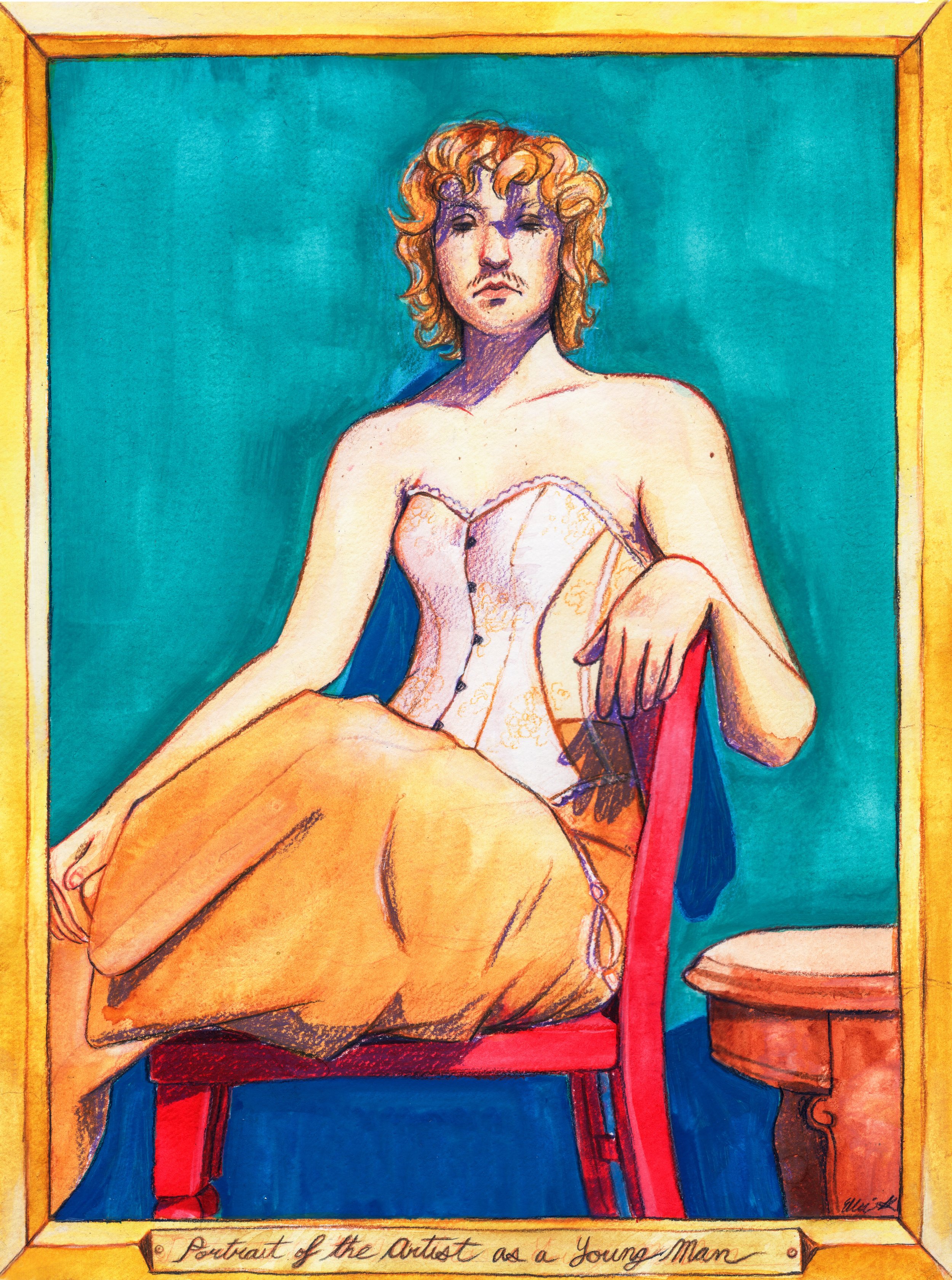 Portrait of the Artist as a Young Man, 2023, Gouache and Watercolor