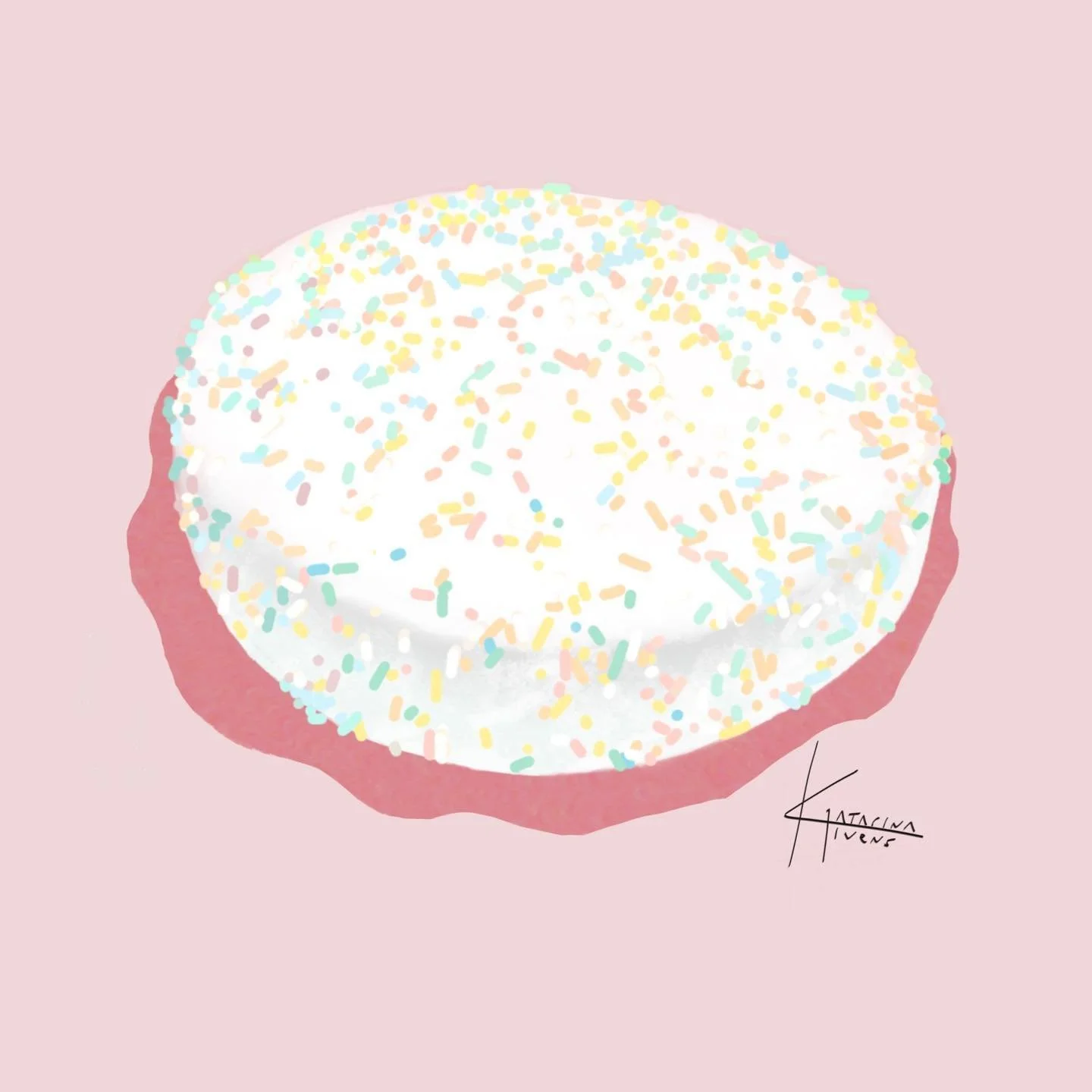 Here&rsquo;s delicious gluten free funfetti cake with sprinkles!!! 💕😝
🎨
#funfetticake #glutenfreefunfetticake #procreatedrawing #digitalart #myartstyle