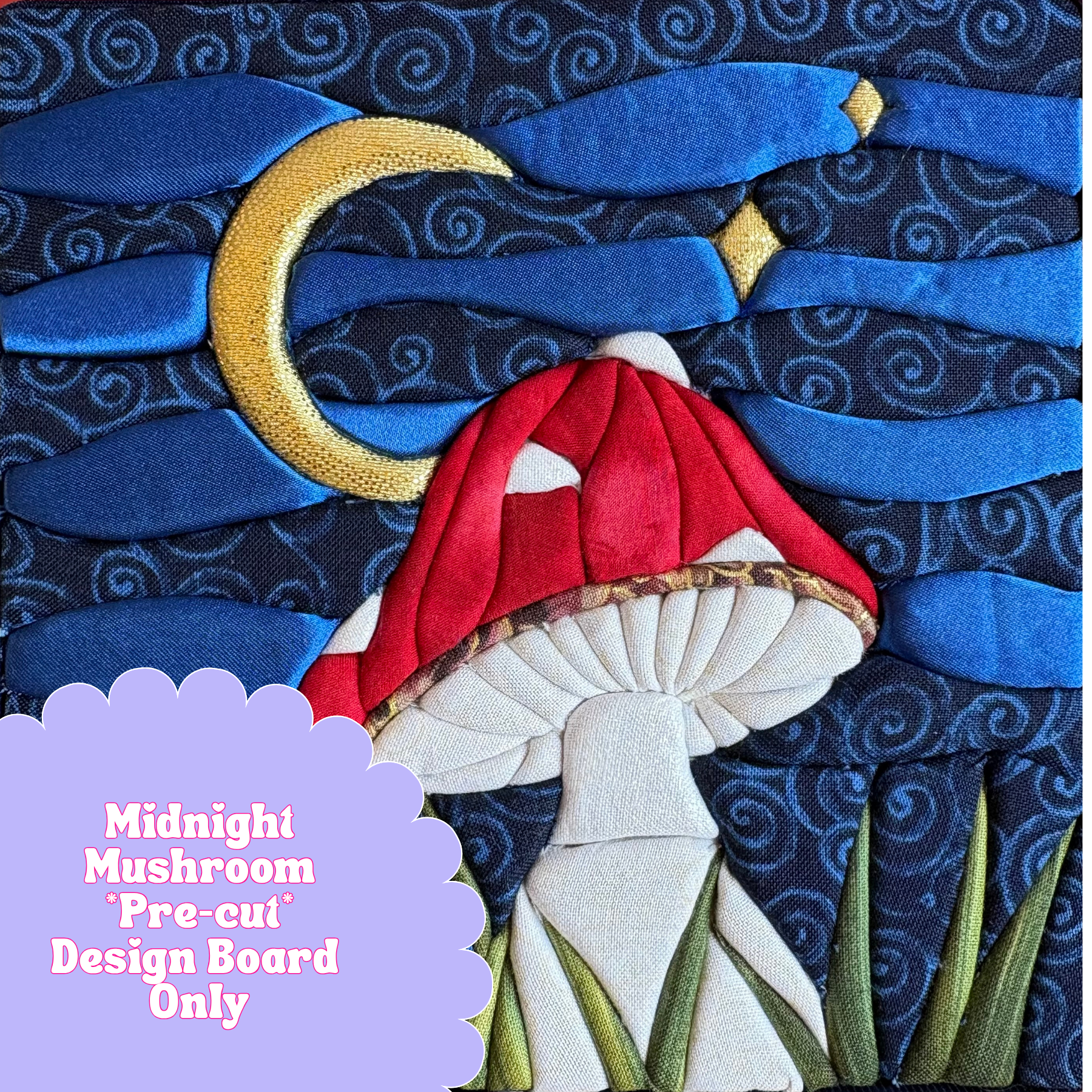 Pre-cut Kinusaiga Design Board Only - Midnight  Mushroom