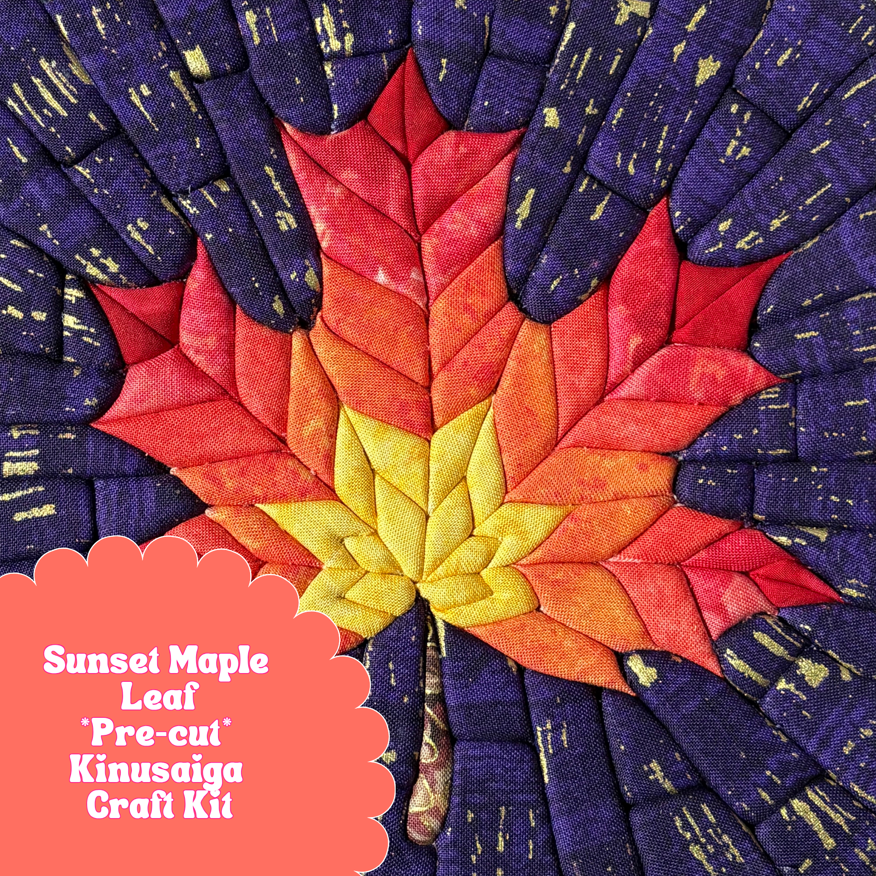 Pre-cut Kinusaiga Craft Kit - Sunset Maple Leaf