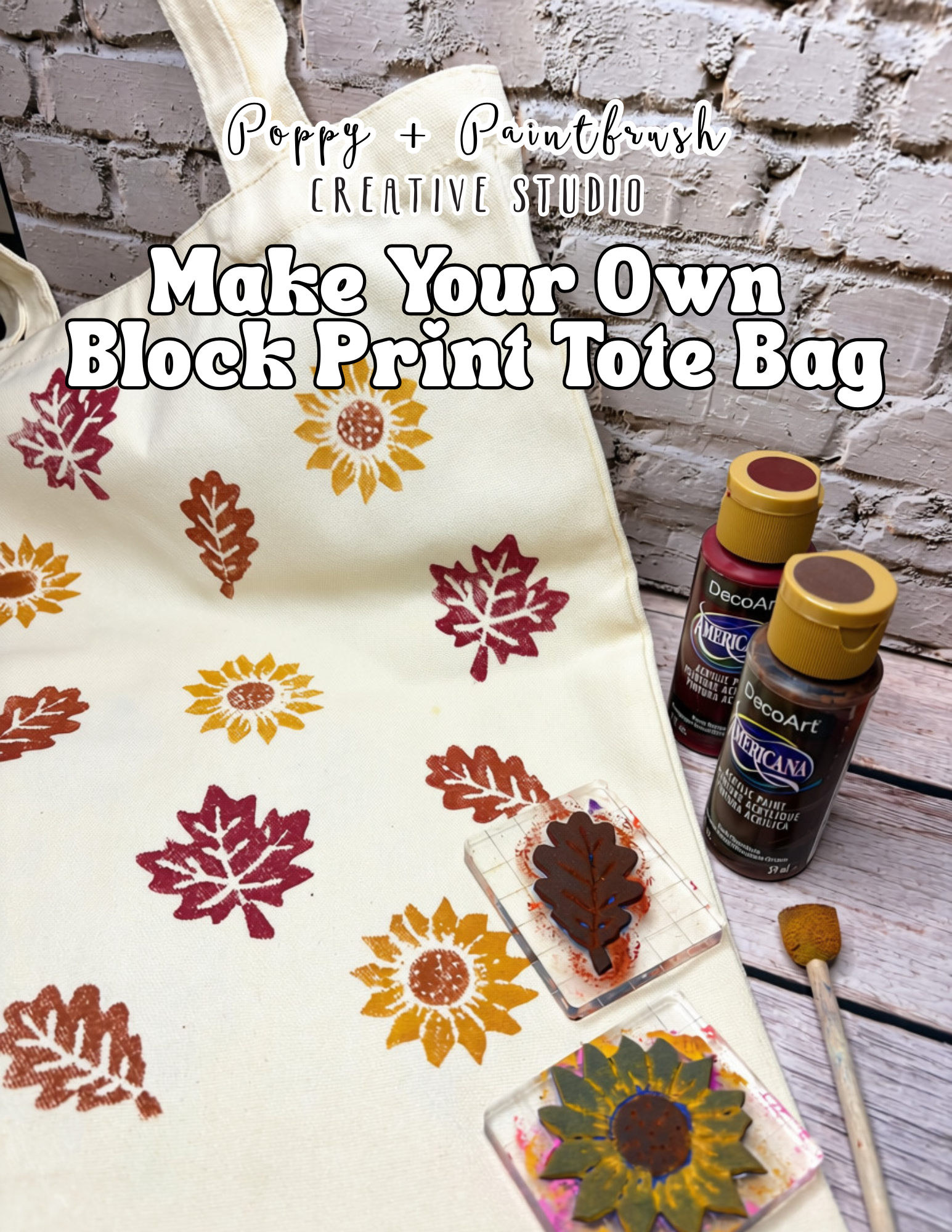 Block Print Canvas Tote Bag Craft Kit - Fall Theme