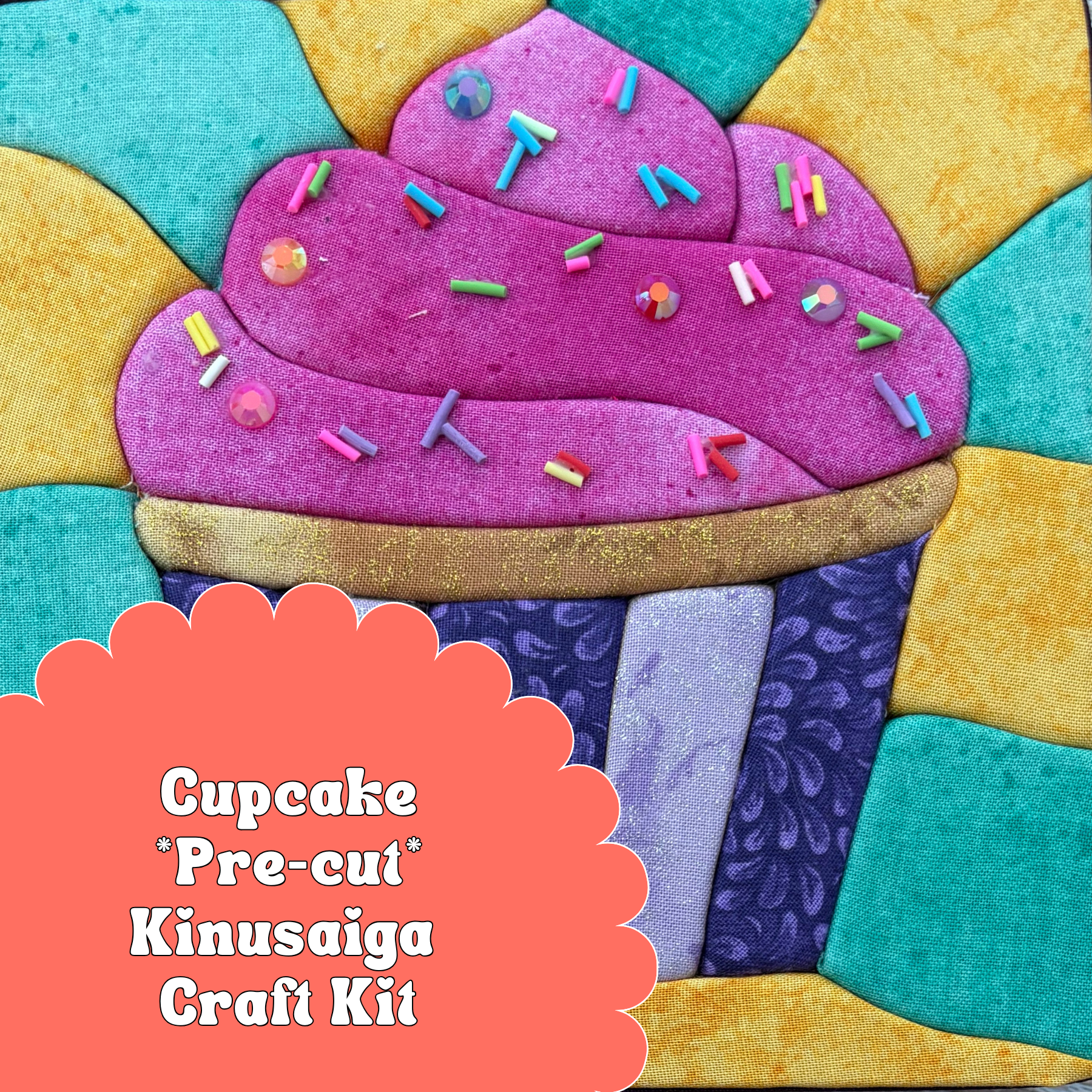 Pre-cut Kinusaiga Craft Kit - Sprinkles + Sparkles Cupcak