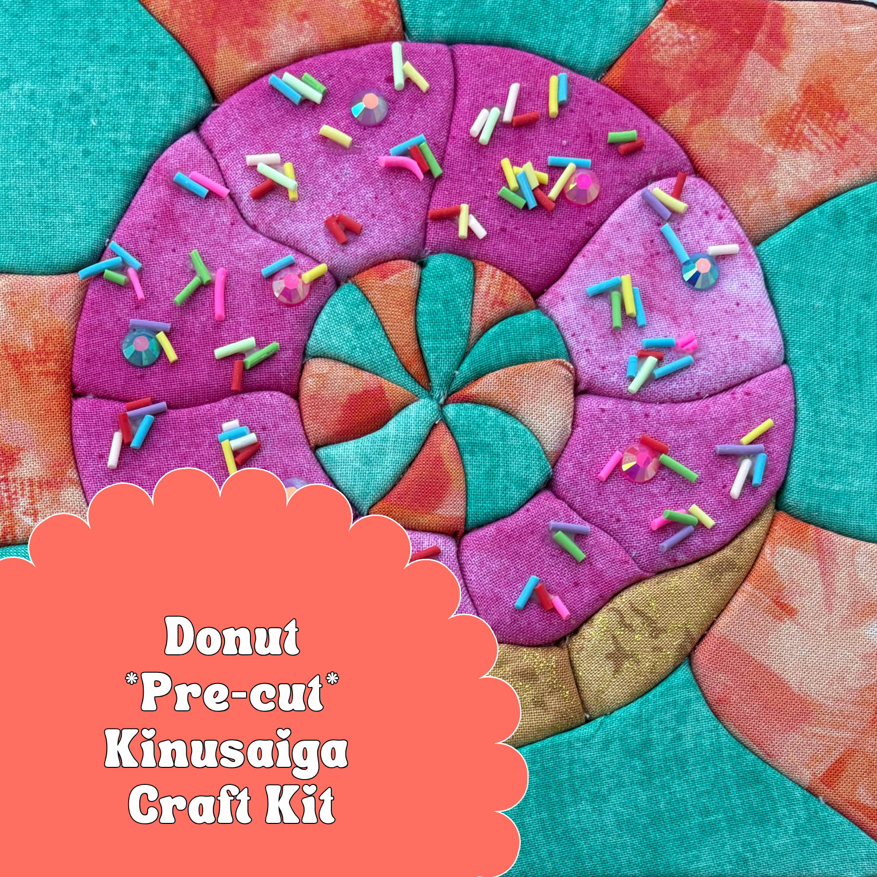 Pre-cut Kinusaiga Craft Kit - Sprinkles + Sparkles Donut
