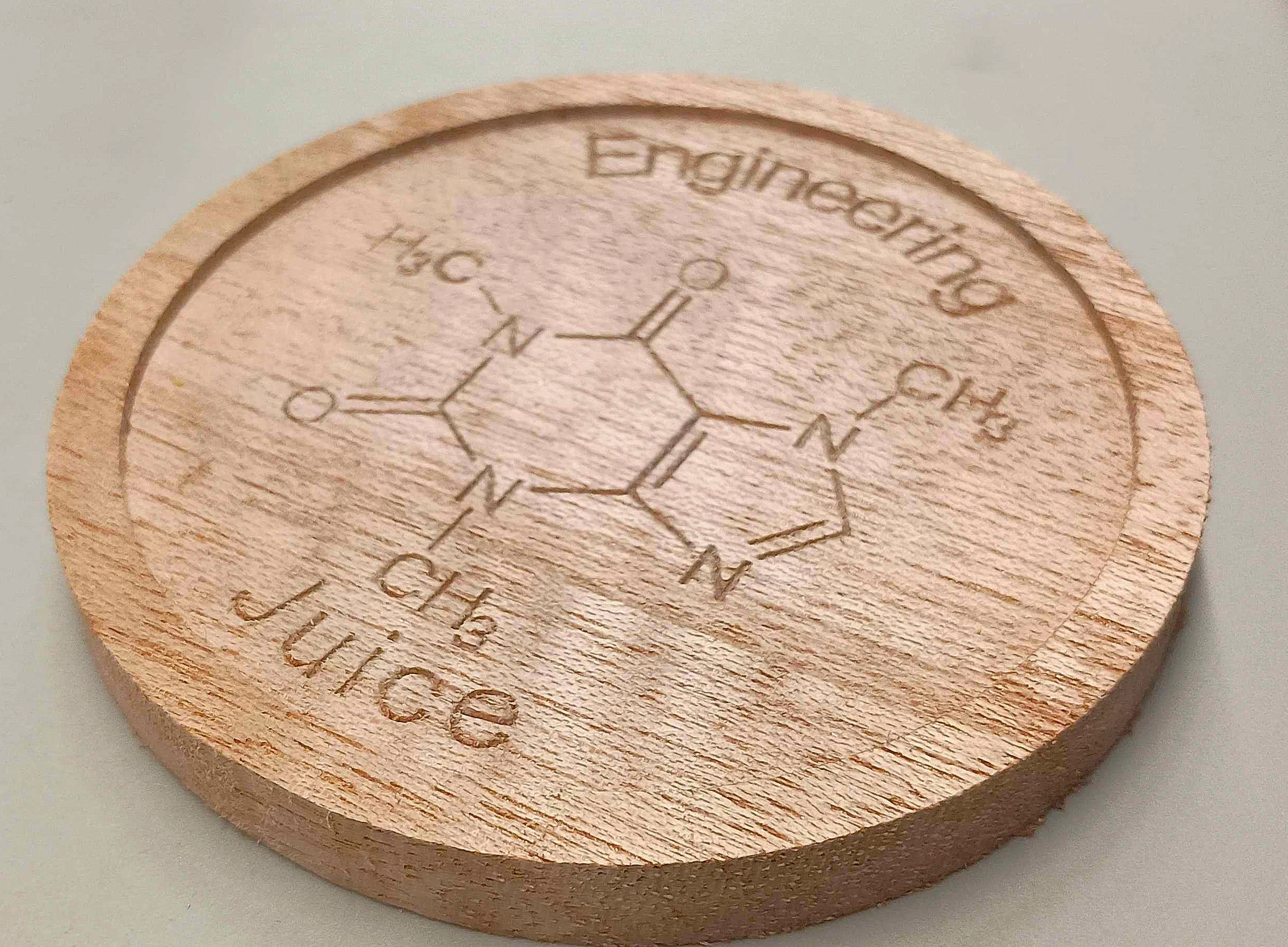 Engineering Juice – Caffeine Molecule Wooden Coaster