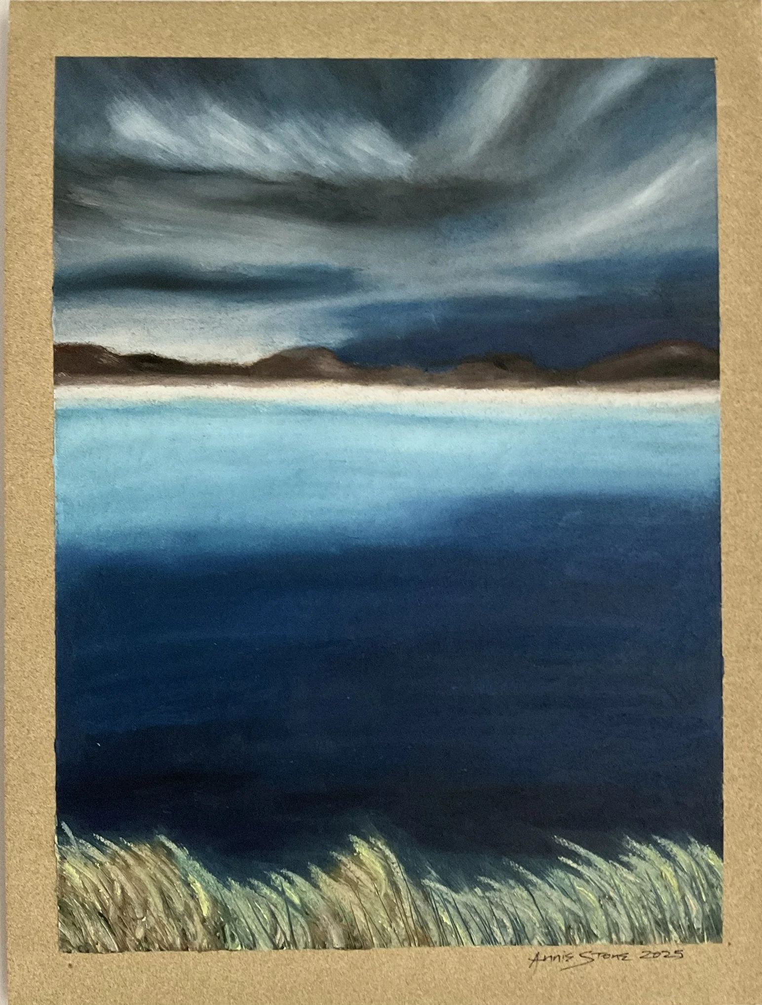 SOLD - Storms Over the Dunes Oil Pasels on Paper 32cmx24cm
