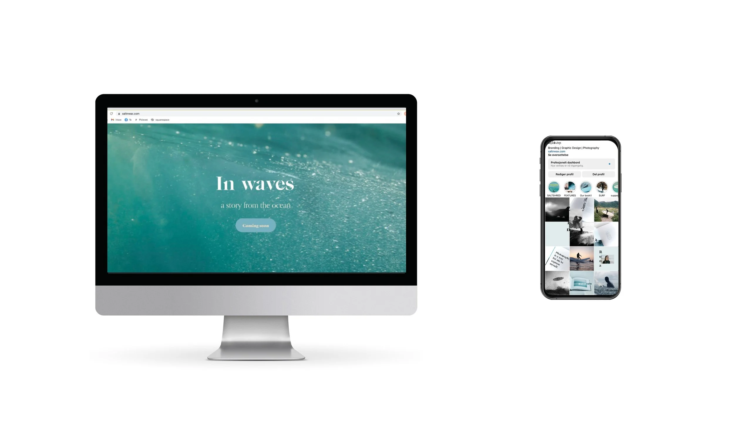 mockup of webpage display for coffee table book