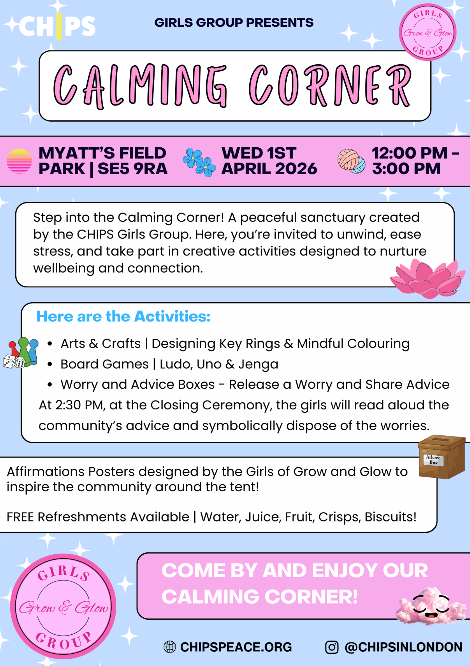 CHIPS Girls Group Calming Corner