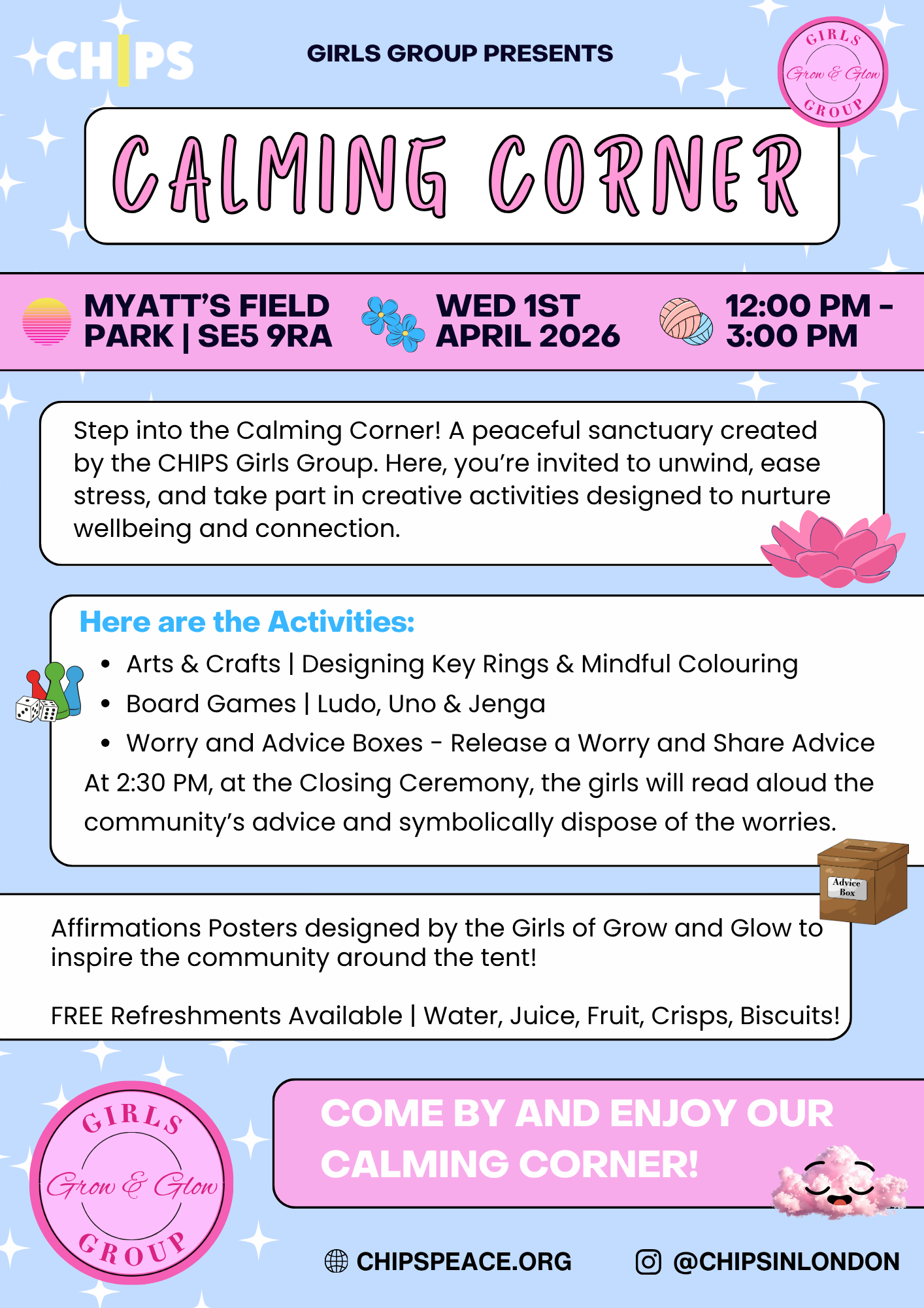 CHIPS Girls Group Calming Corner