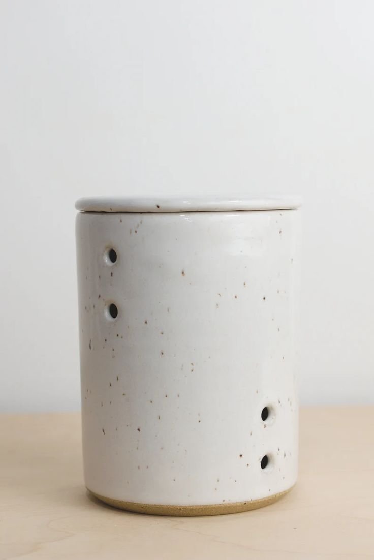 Speckled White Ceramic Garlic Keeper Garlic Storage Jar Garlic Cellar Stoneware Canister Minimalist Kitchen Dpottery - Etsy.jpeg