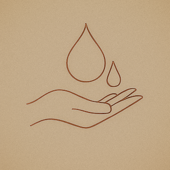 Hand, die Wassertröpfchen hält
