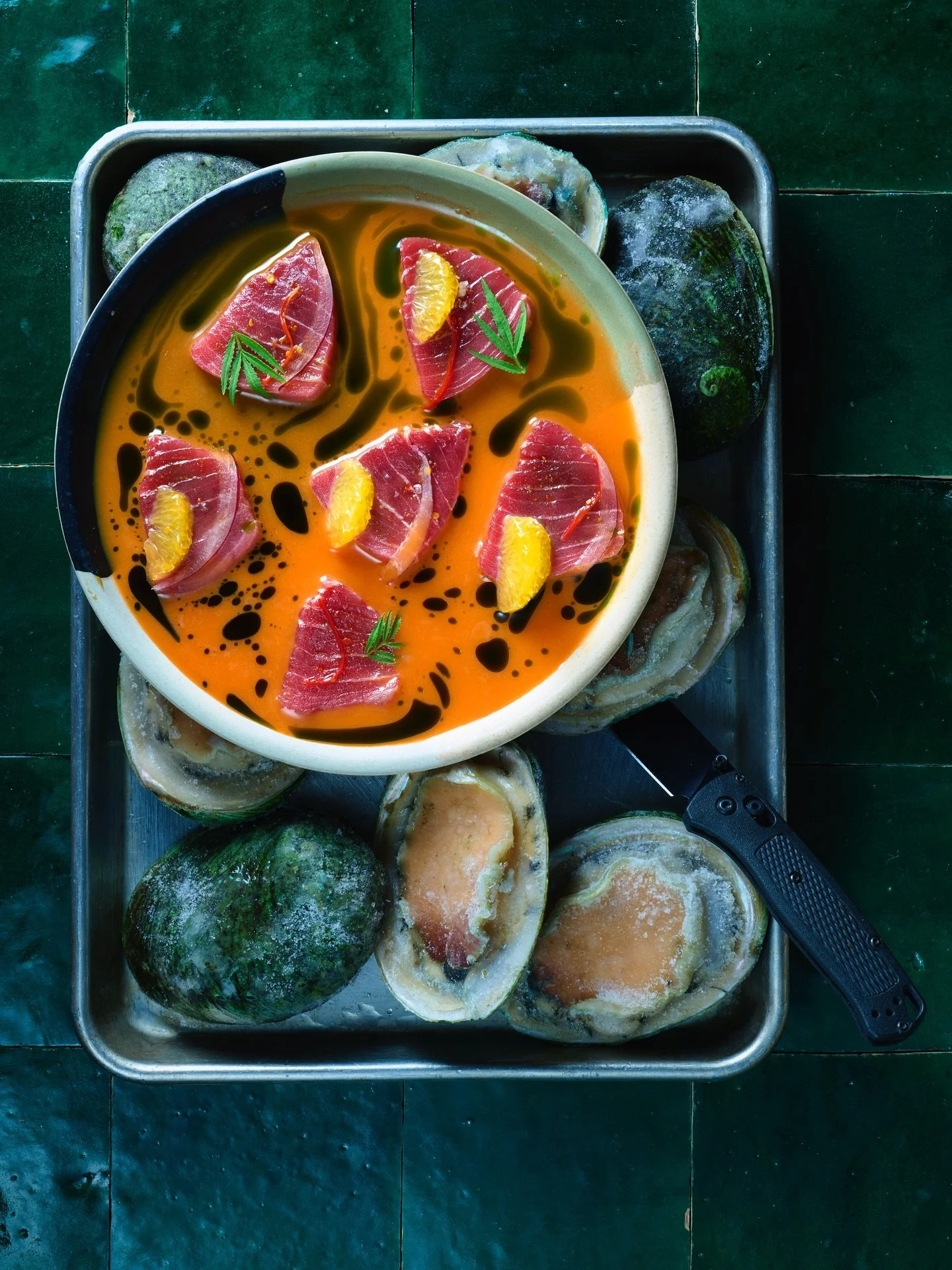Our Tuna Aguachile, now tuned for fall with with Lime Leaf Oil and Satsuma. 
Part of a new series of exceptional photos by @leobieberphoto highlighting our produce and our techniques.