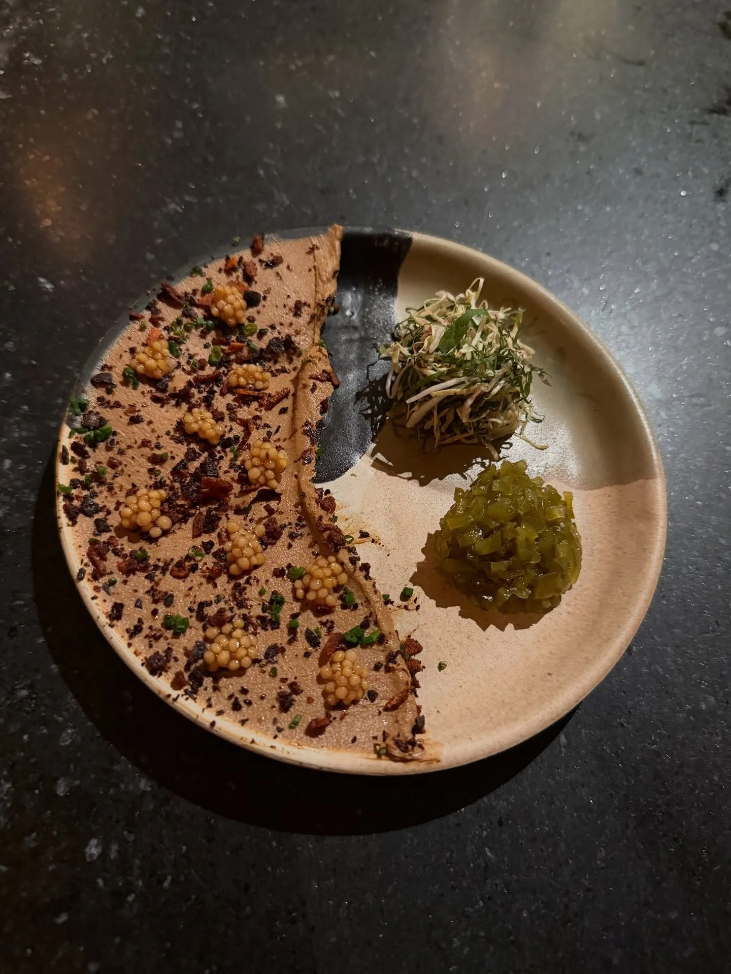 Chicken Liver, Jalape&ntilde;o Relish, Pickled Mustard Seed. Served with freshly grilled Tostada 
@localrestaurantidiot