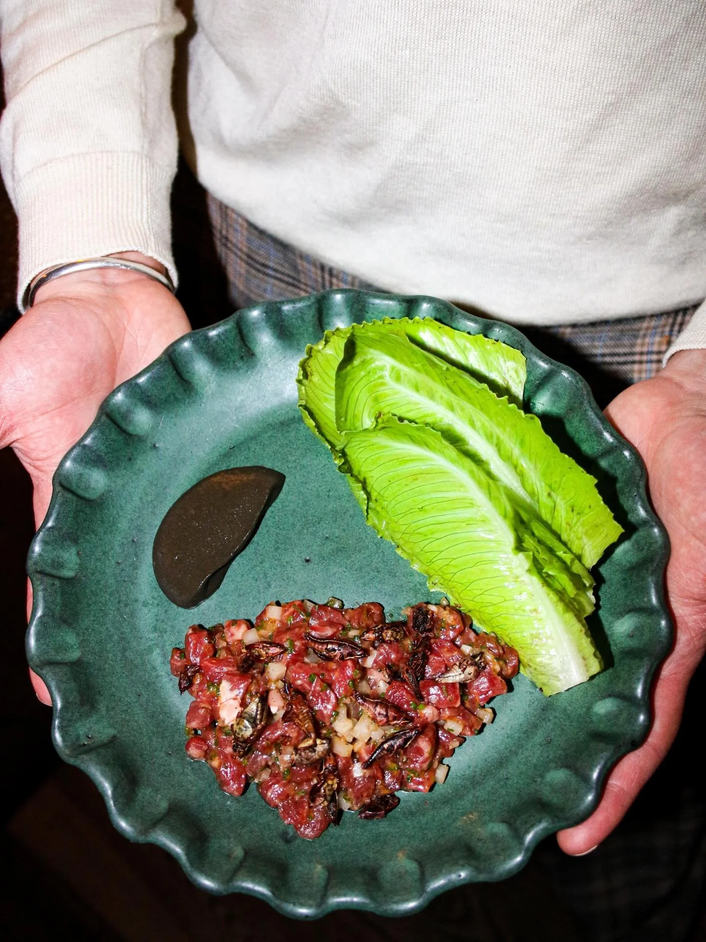 This is our Beef Tartare, with crispy Chapulines and a Huitlacoche Sauce, which has been on the menu here since day 1, and remains one of the most popular dishes on the menu.

We reserve a few bar seats and tables for Walk-Ins, so come and try it!