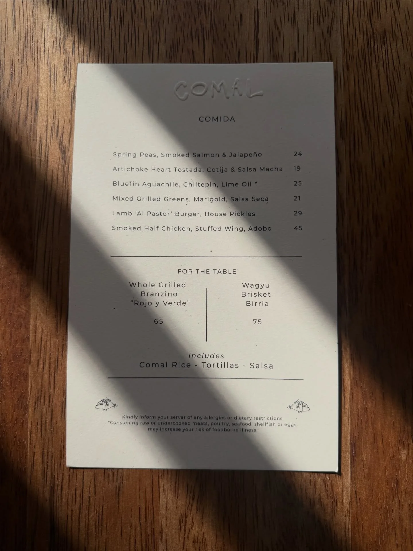 &ldquo;Comida&rdquo; refers to the main, largest meal of the day in Mexico.

Sundays 12:30-5:30, book on resy.