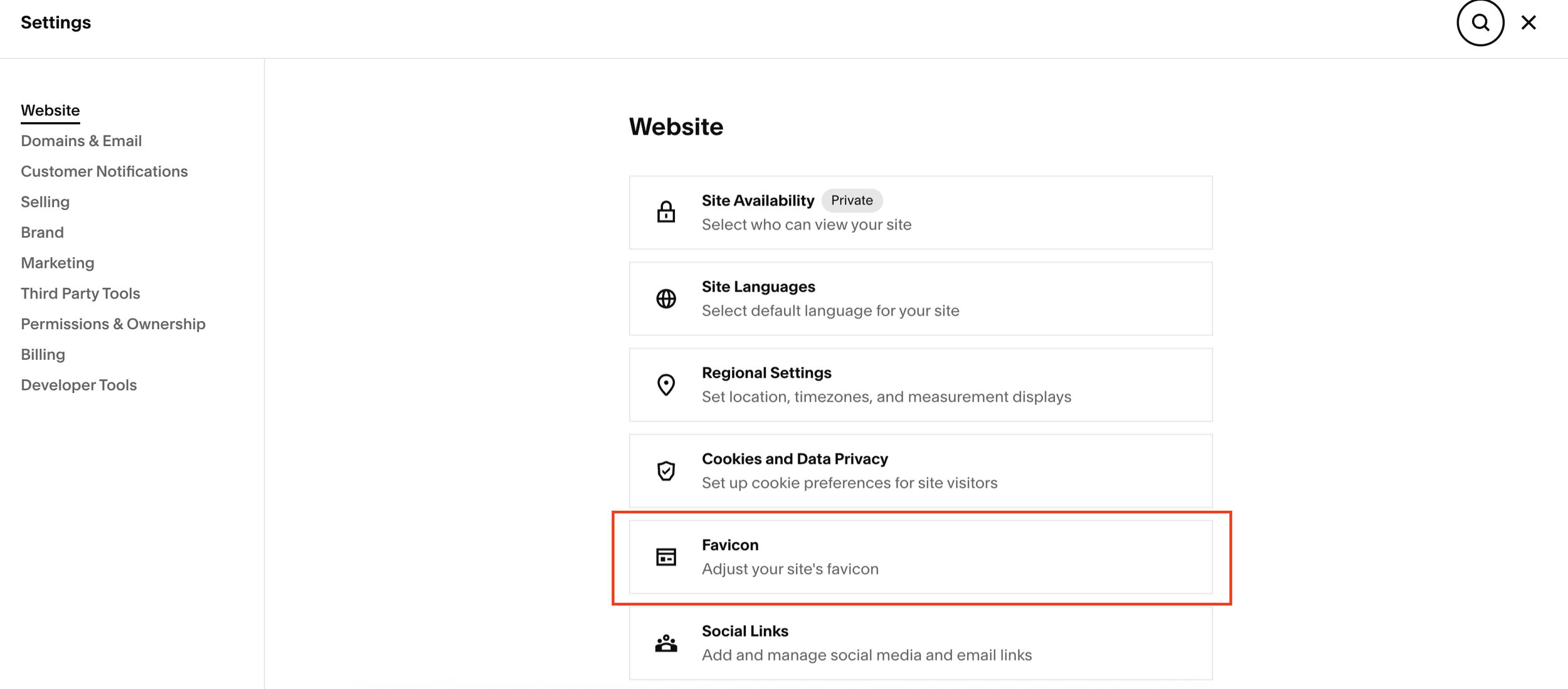 Adding a favicon on Squarespace